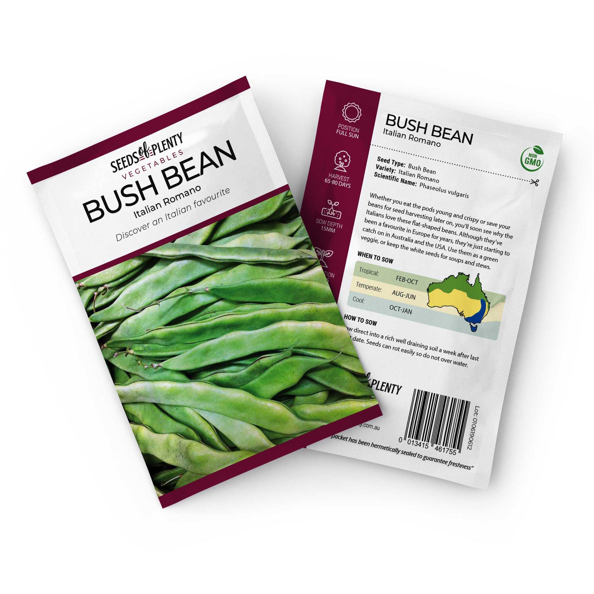 BUSH BEAN - Italian Romano Seed Packet - Phaseolus vulgaris