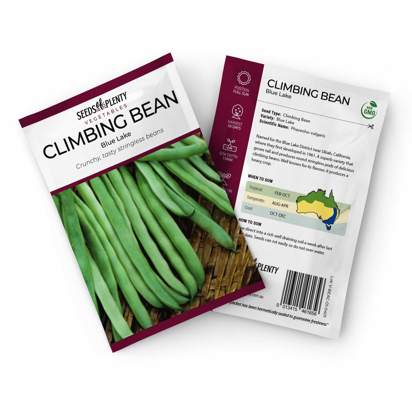 CLIMBING BEAN - Blue Lake Seed Packet - Phaseolus vulgaris