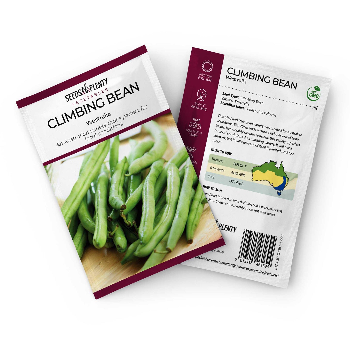 CLIMBING BEAN - Westralia Seed Packet - Phaseolus vulgaris