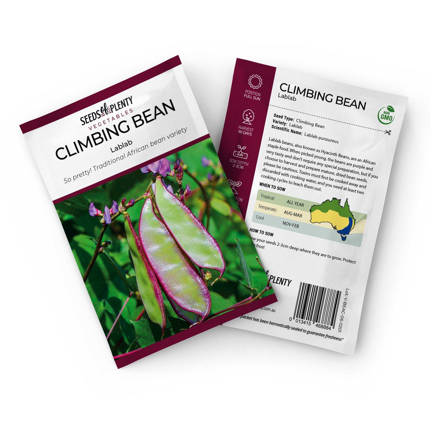 CLIMBING BEAN - Lablab Seed Packet - Lablab purpureus