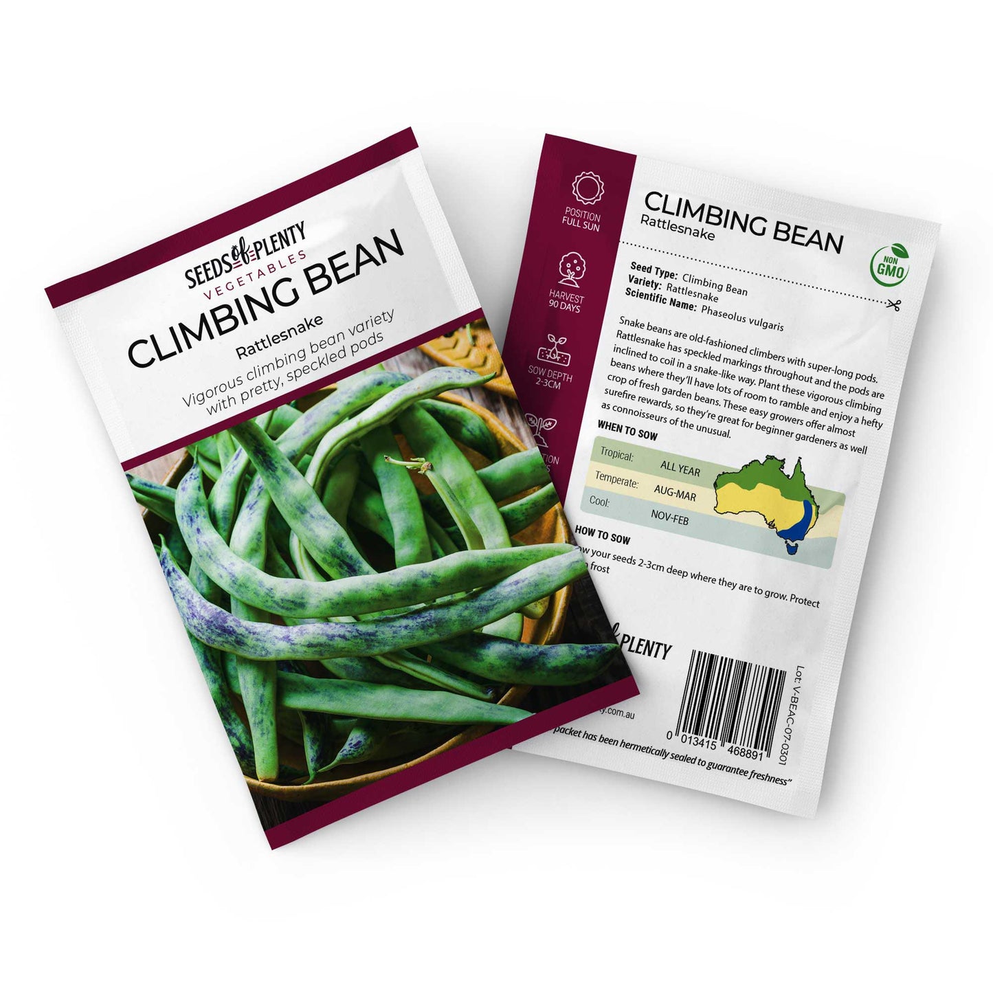 CLIMBING BEAN - Rattlesnake Seed Packet - Phaseolus vulgaris