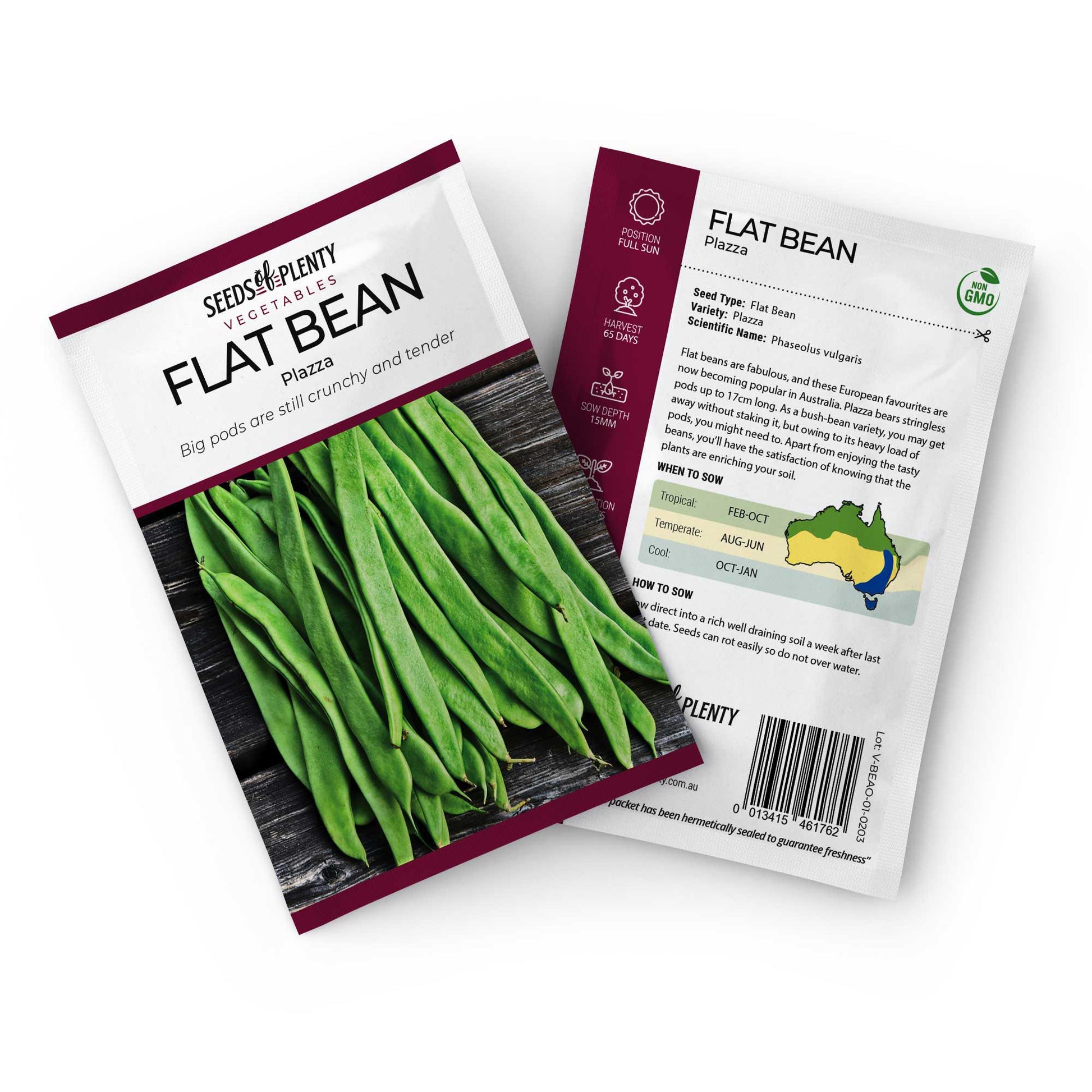 FLAT BEAN - Plazza Seed Packet - Phaseolus vulgaris