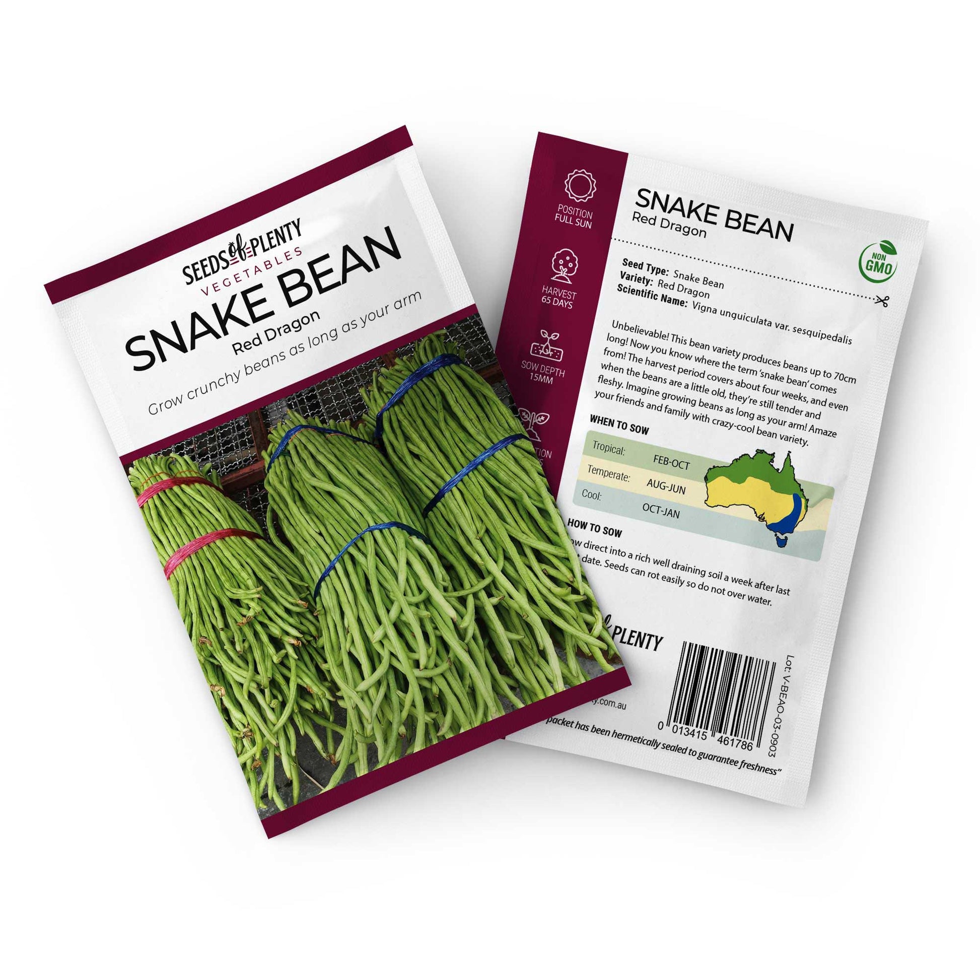 SNAKE BEAN - Red Dragon Seed Packet - Vigna unguiculata var. sesquipedalis