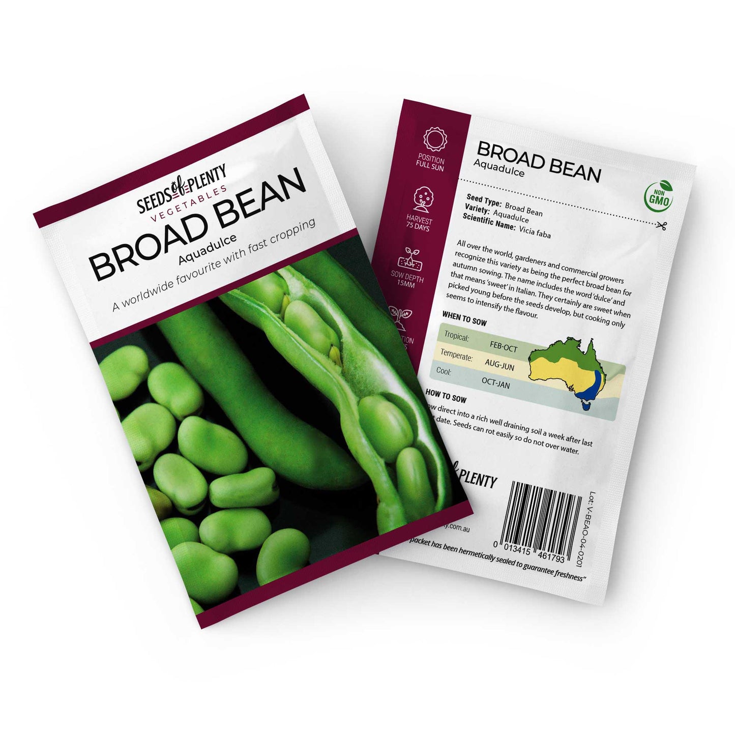 BROAD BEAN - Aquadulce Seed Packet - Vicia faba