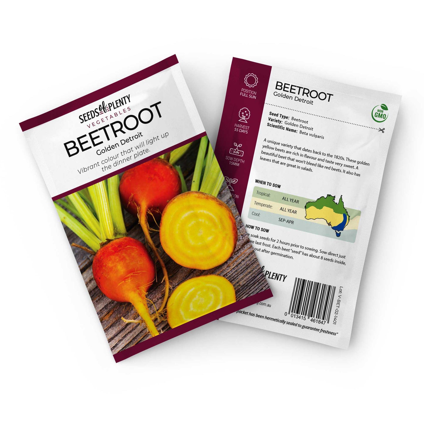 BEETROOT - Golden Detroit Seed Packet - Beta vulgaris