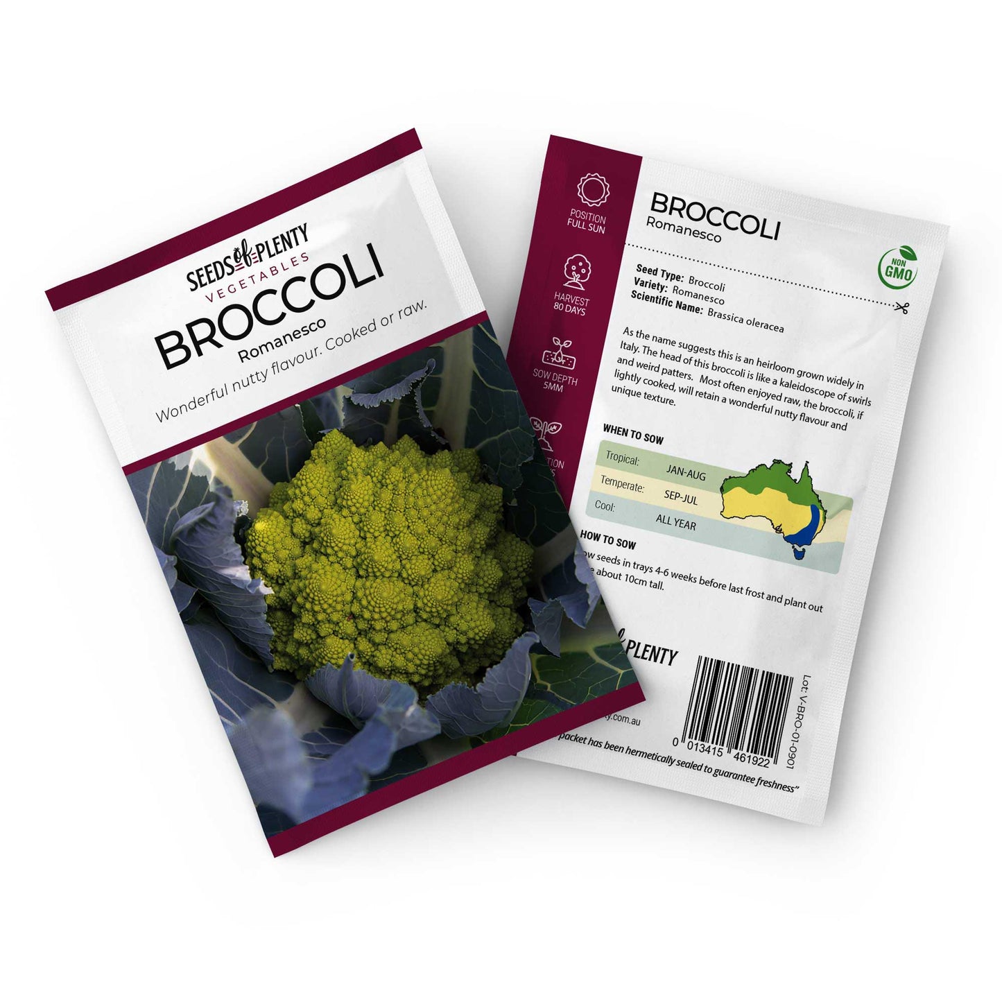 BROCCOLI - Romanesco Seed Packet - Brassica oleracea
