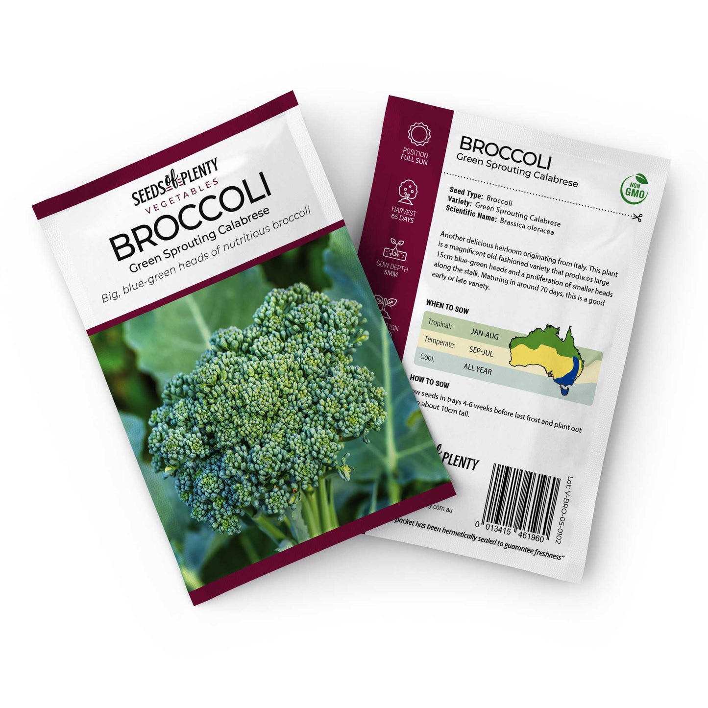 BROCCOLI - Green Sprouting Calabrese Seed Packet - Brassica oleracea