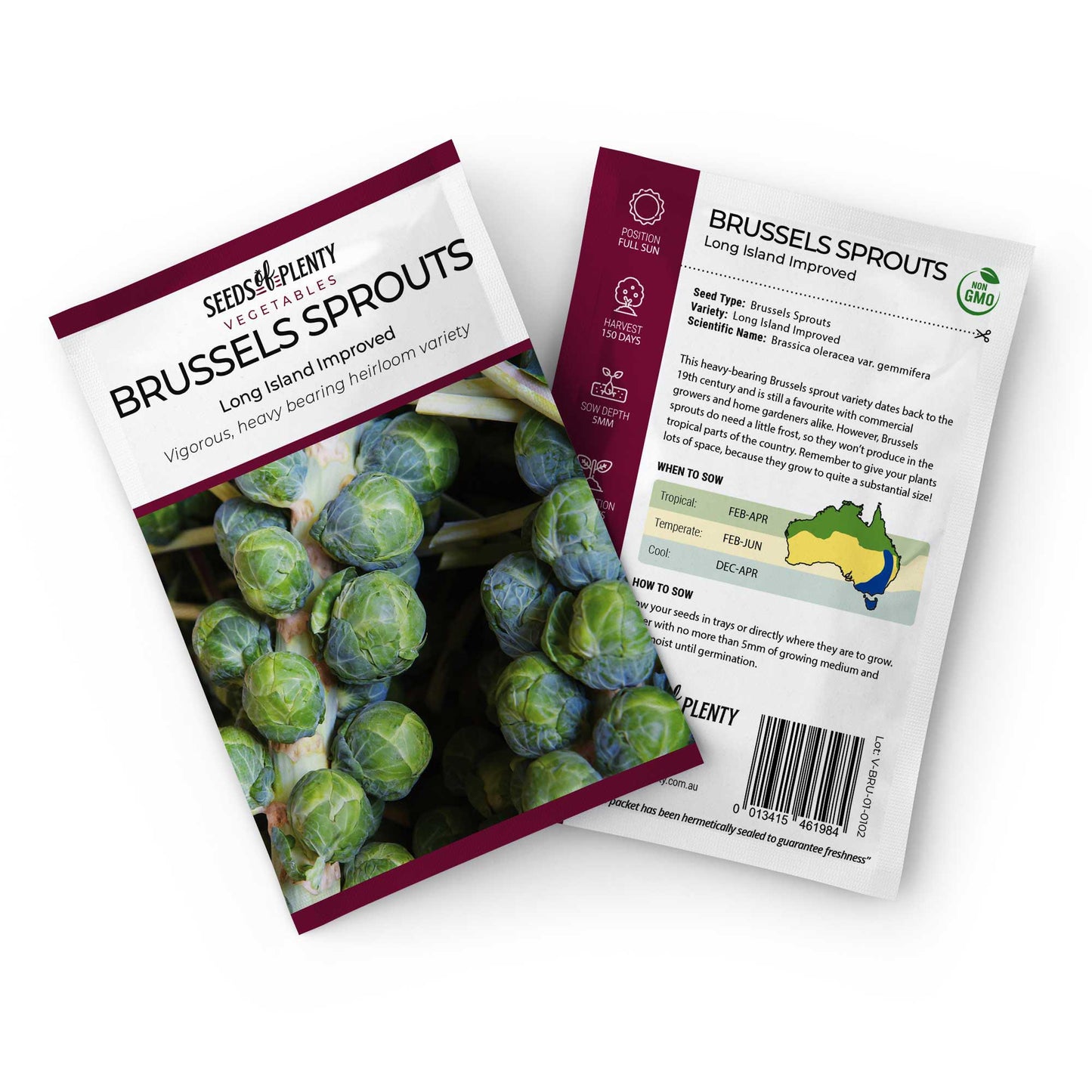 BRUSSELS SPROUTS - Long Island Improved Seed Packet - Brassica oleracea var. gemmifera