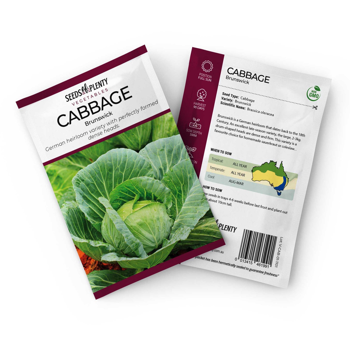 CABBAGE - Brunswick Seed Packet - Brassica oleracea