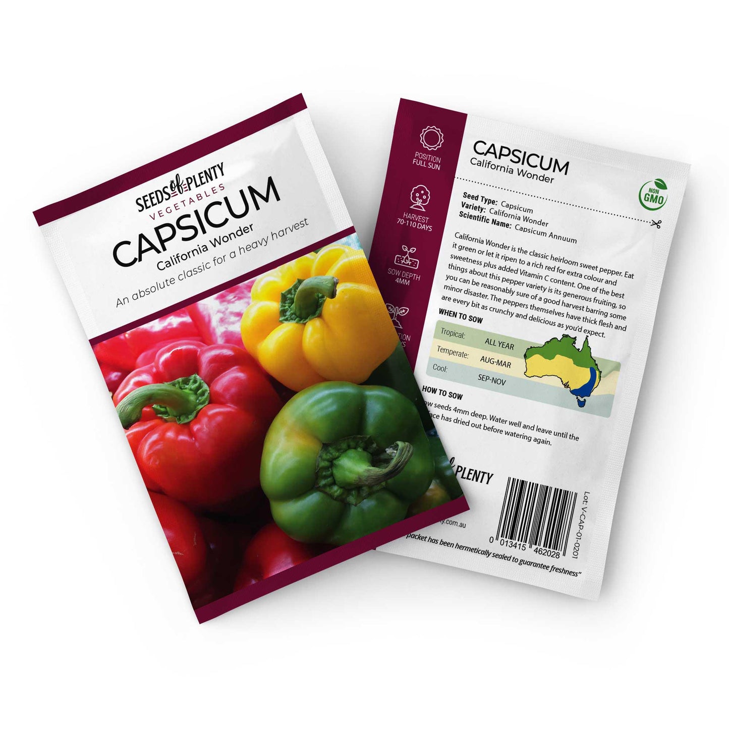 CAPSICUM - California Wonder Seed Packet - Capsicum Annuum