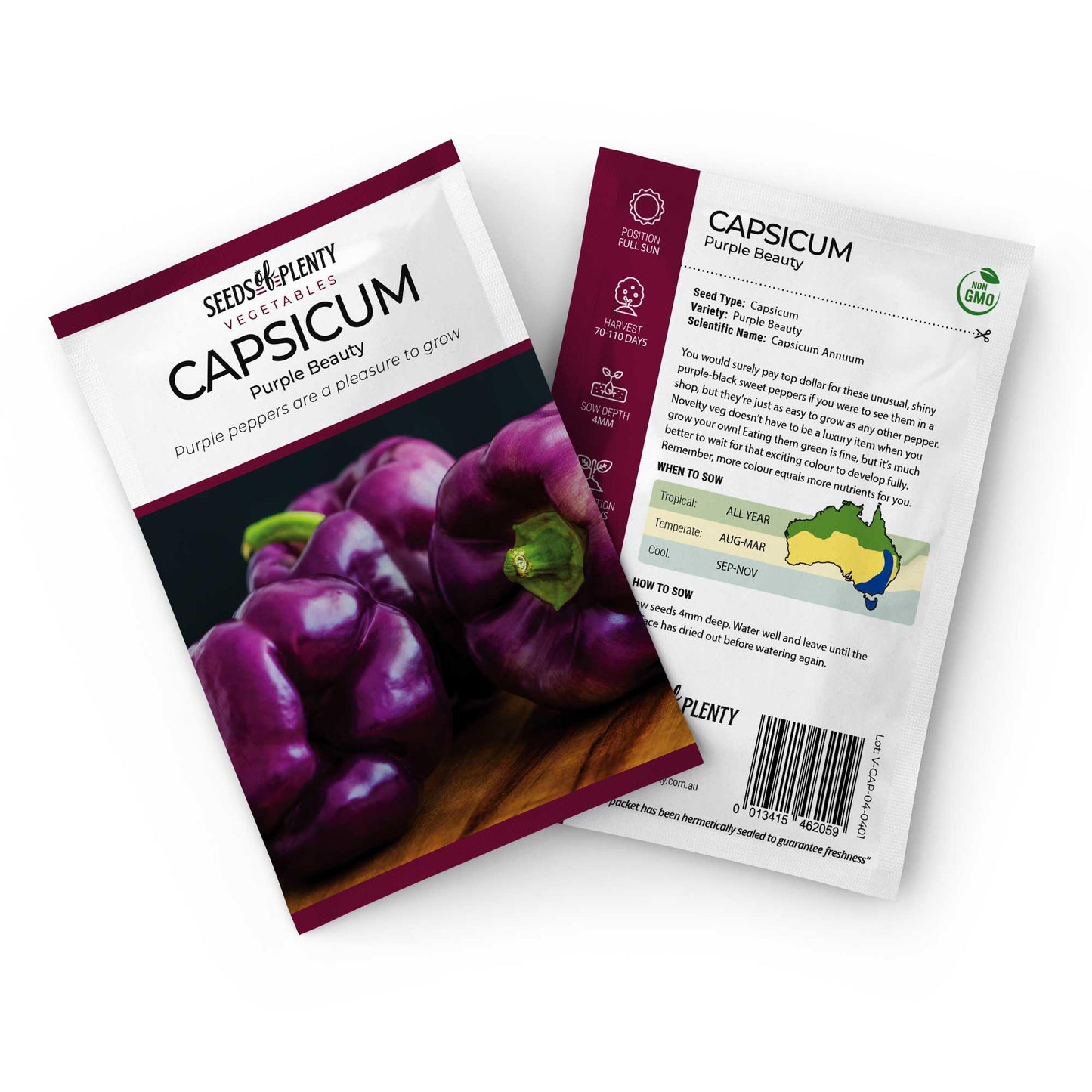 CAPSICUM - Purple Beauty Seed Packet - Capsicum Annuum
