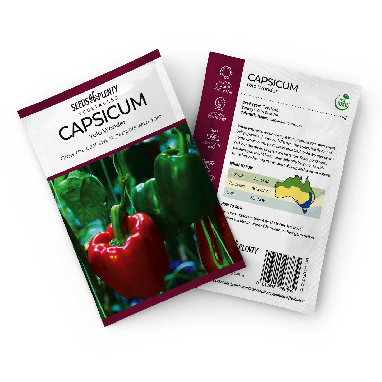 CAPSICUM - Yolo Wonder Seed Packet - Capsicum annuum