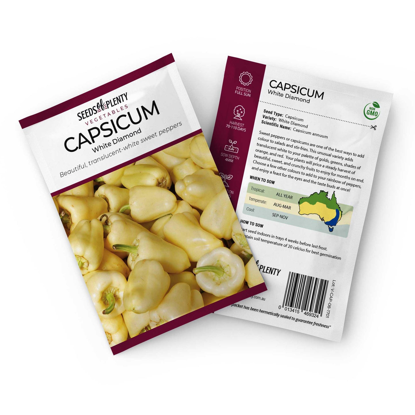 CAPSICUM - White Diamond Seed Packet - Capsicum annuum