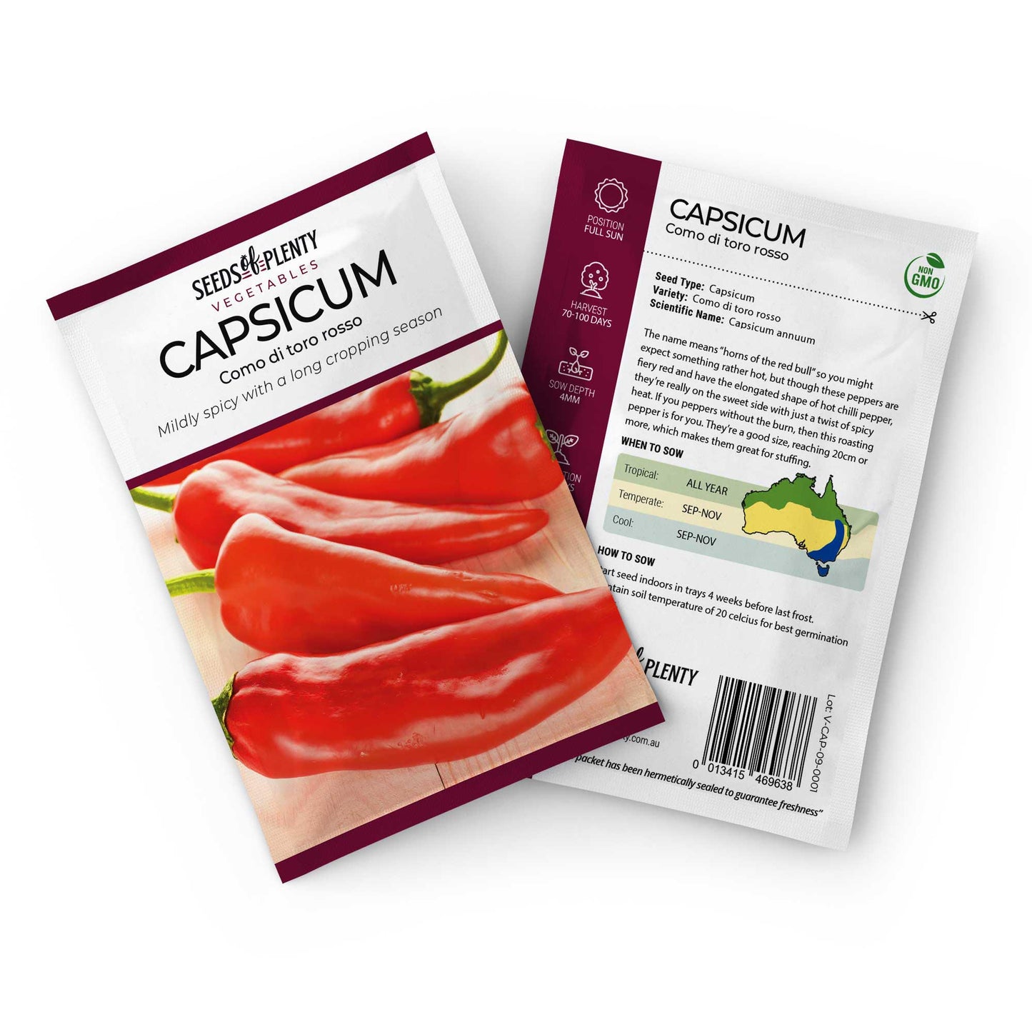 CAPSICUM - Como di toro rosso Seed Packet - Capsicum annuum