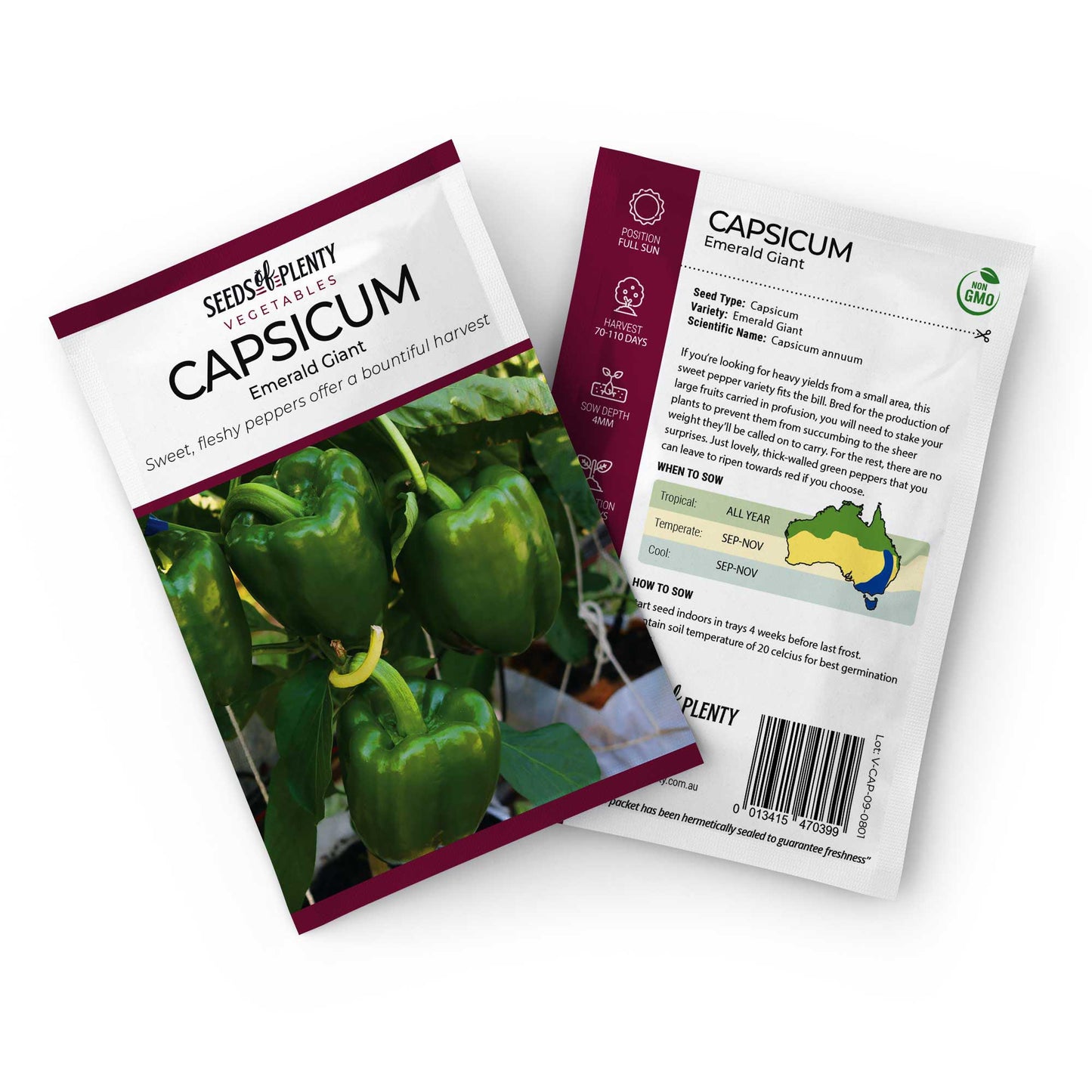 CAPSICUM - Emerald Giant Seed Packet - Capsicum annuum