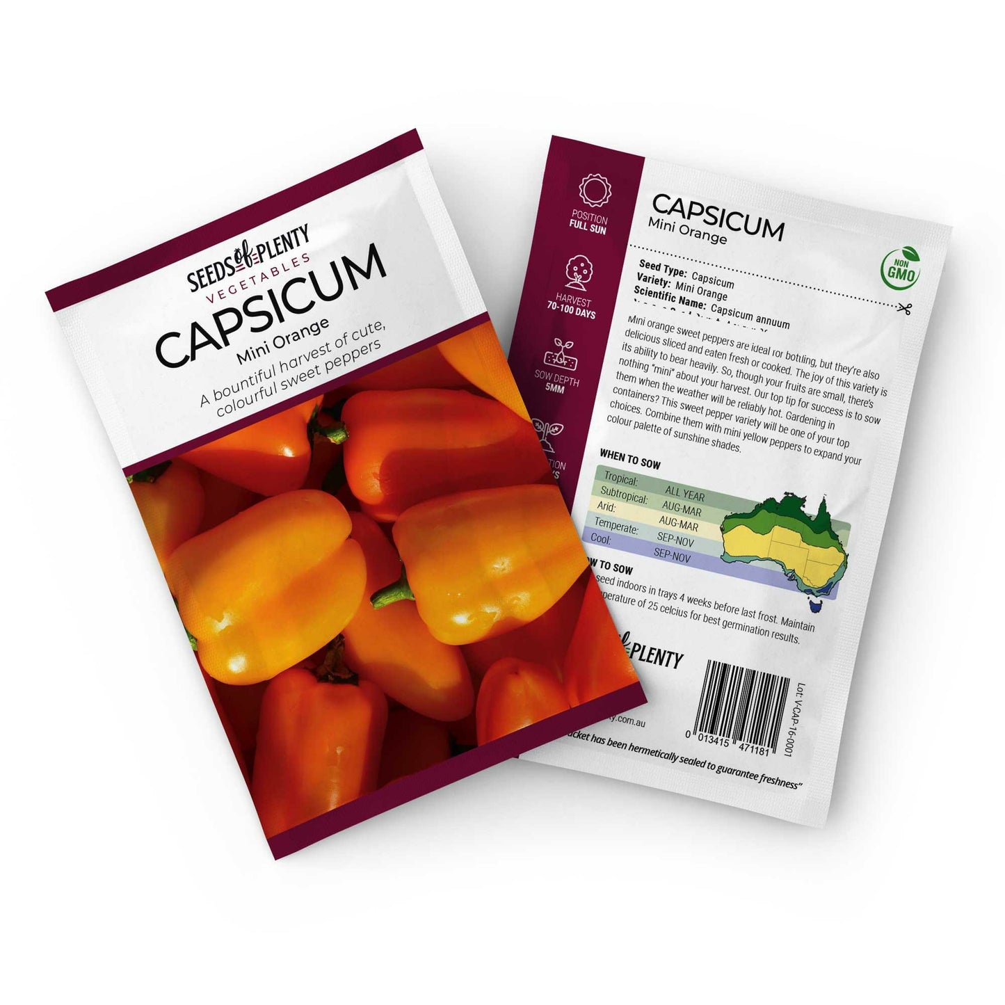 CAPSICUM - Mini Orange Seed Packet - Capsicum annuum