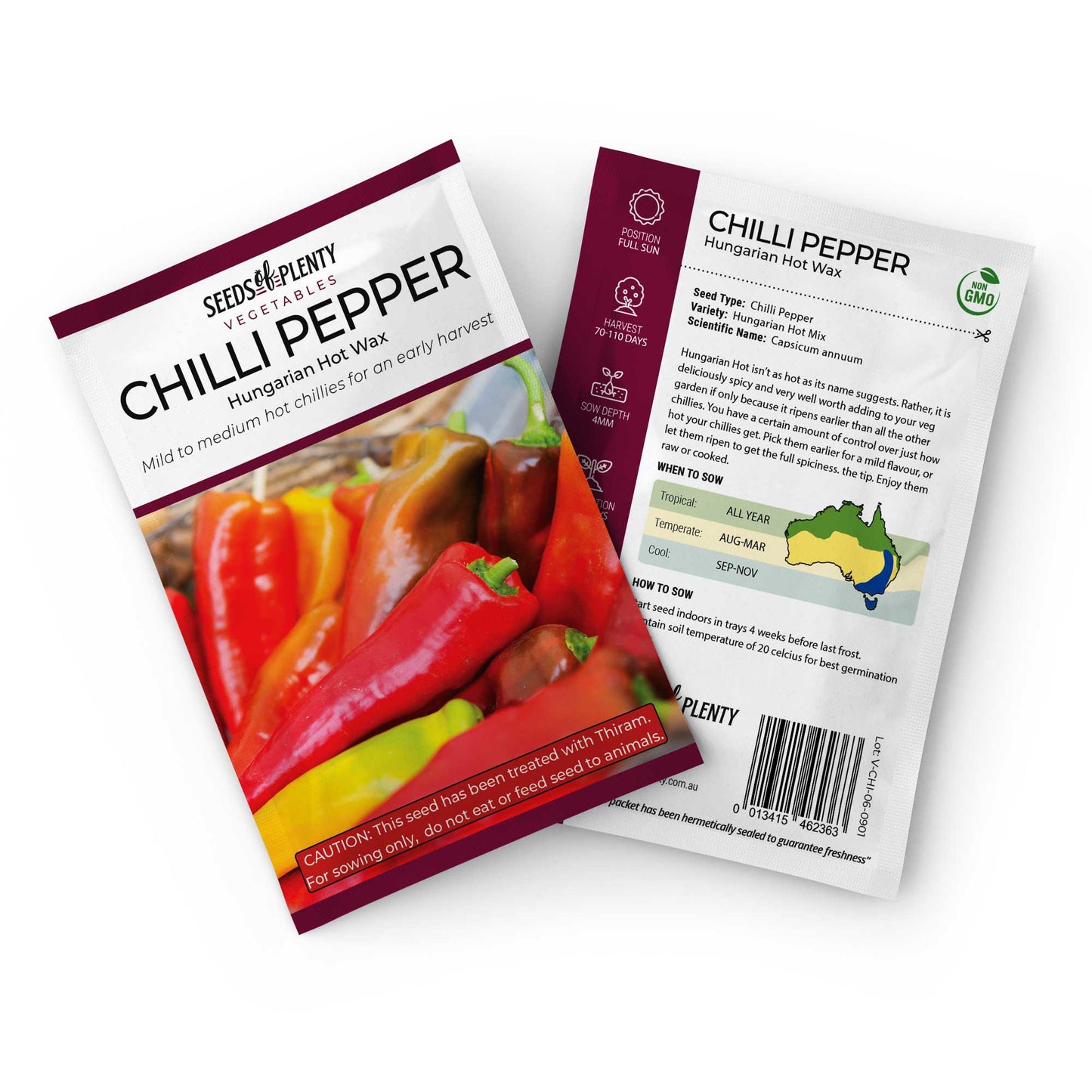 CHILLI PEPPER - Hungarian Hot Wax Seed Packet - Capsicum annuum