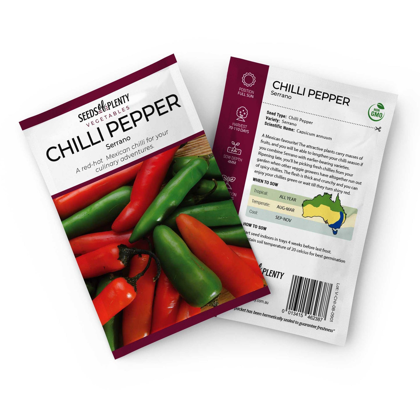 CHILLI PEPPER - Serrano Seed Packet - Capsicum annuum