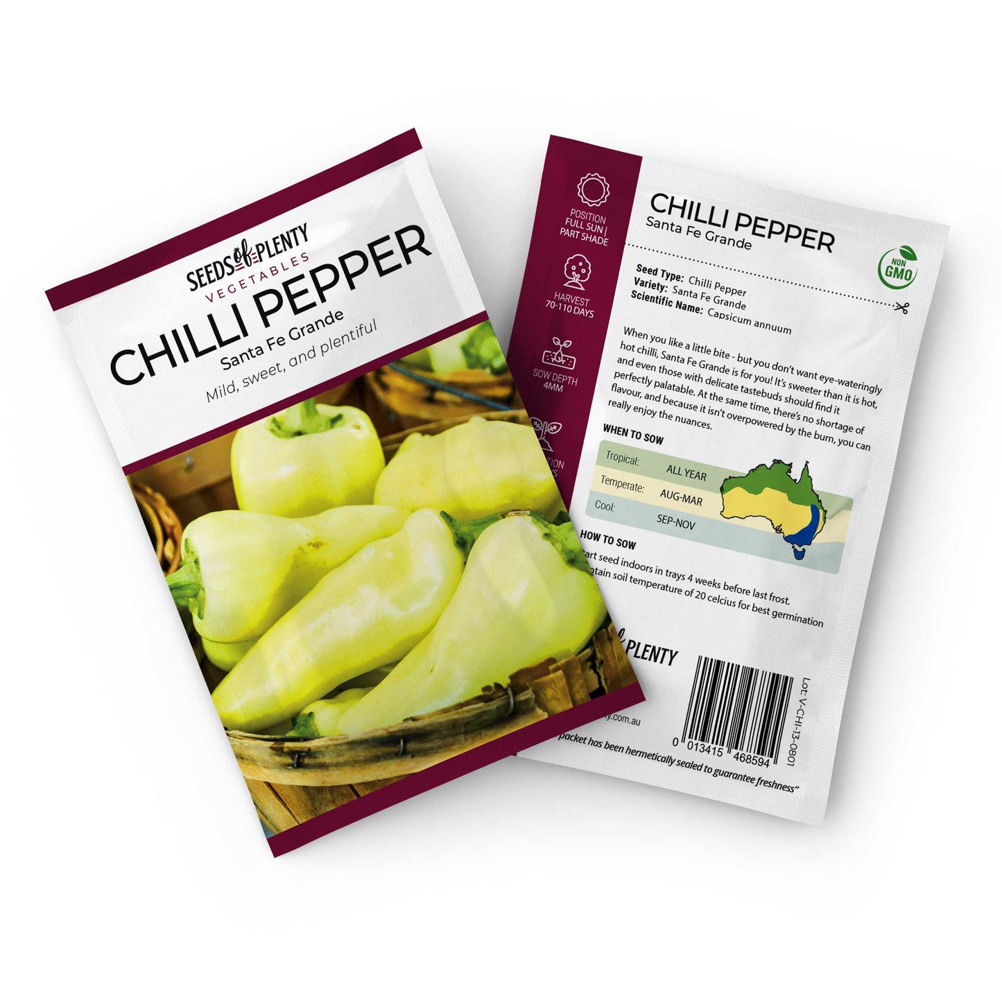 CHILLI PEPPER - Santa Fe Grande Seed Packet - Capsicum annuum