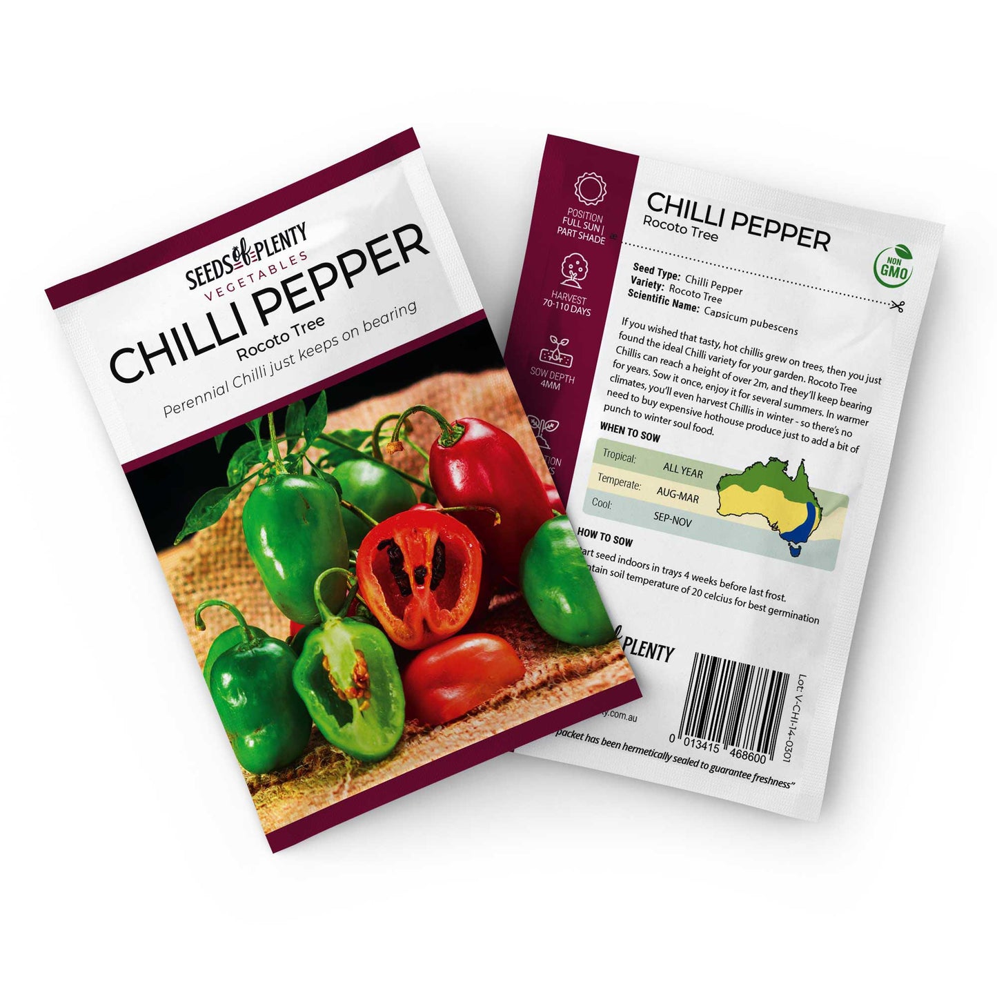 CHILLI PEPPER - Rocoto Tree Seed Packet - Capsicum pubescens