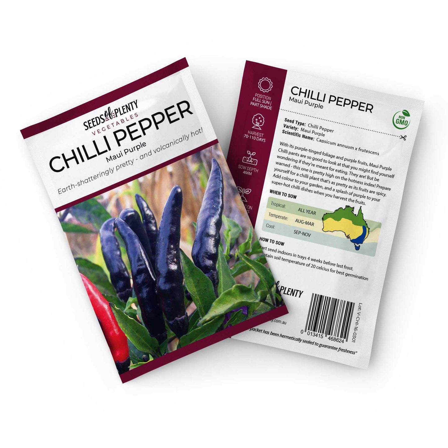 CHILLI PEPPER - Maui Purple Seed Packet - Capsicum annuum x frutescens