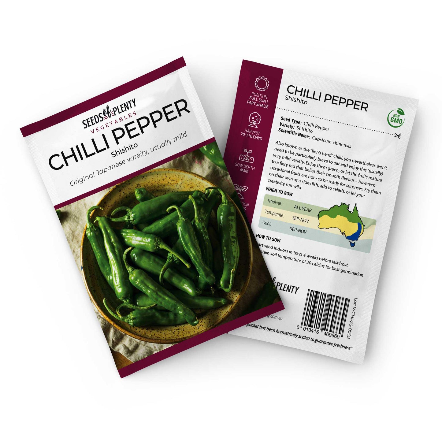 CHILLI PEPPER - Shishito Seed Packet - Capsicum chinensis