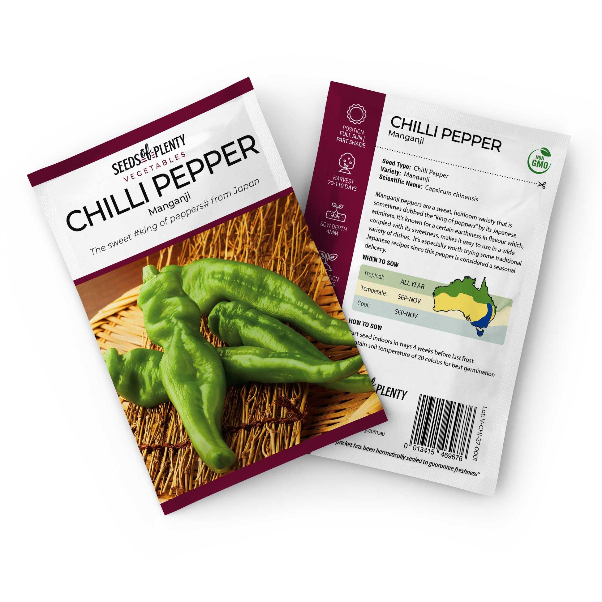 CHILLI PEPPER - Manganji Seed Packet - Capsicum chinensis