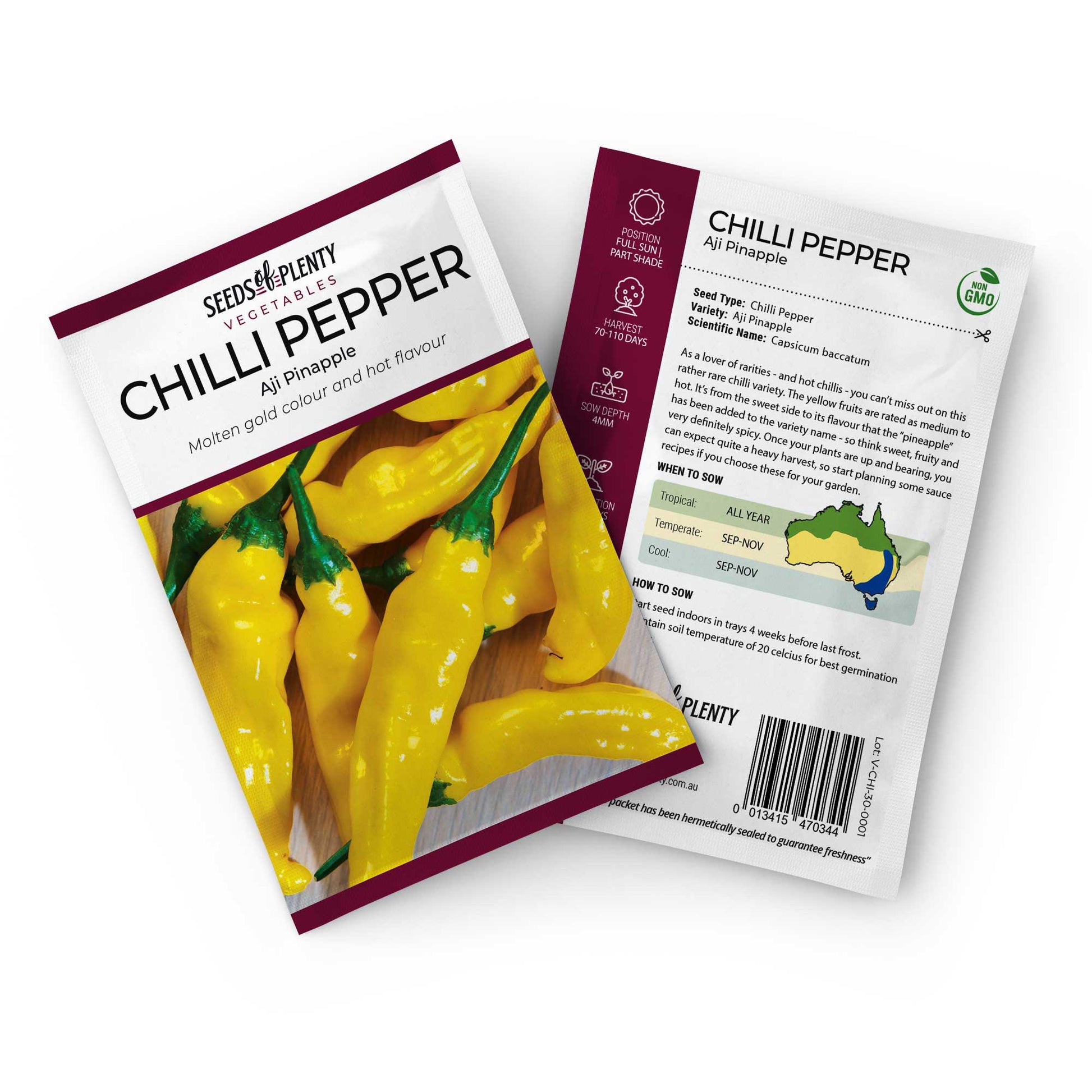 CHILLI PEPPER - Aji Pineapple Seed Packet - Capsicum baccatum