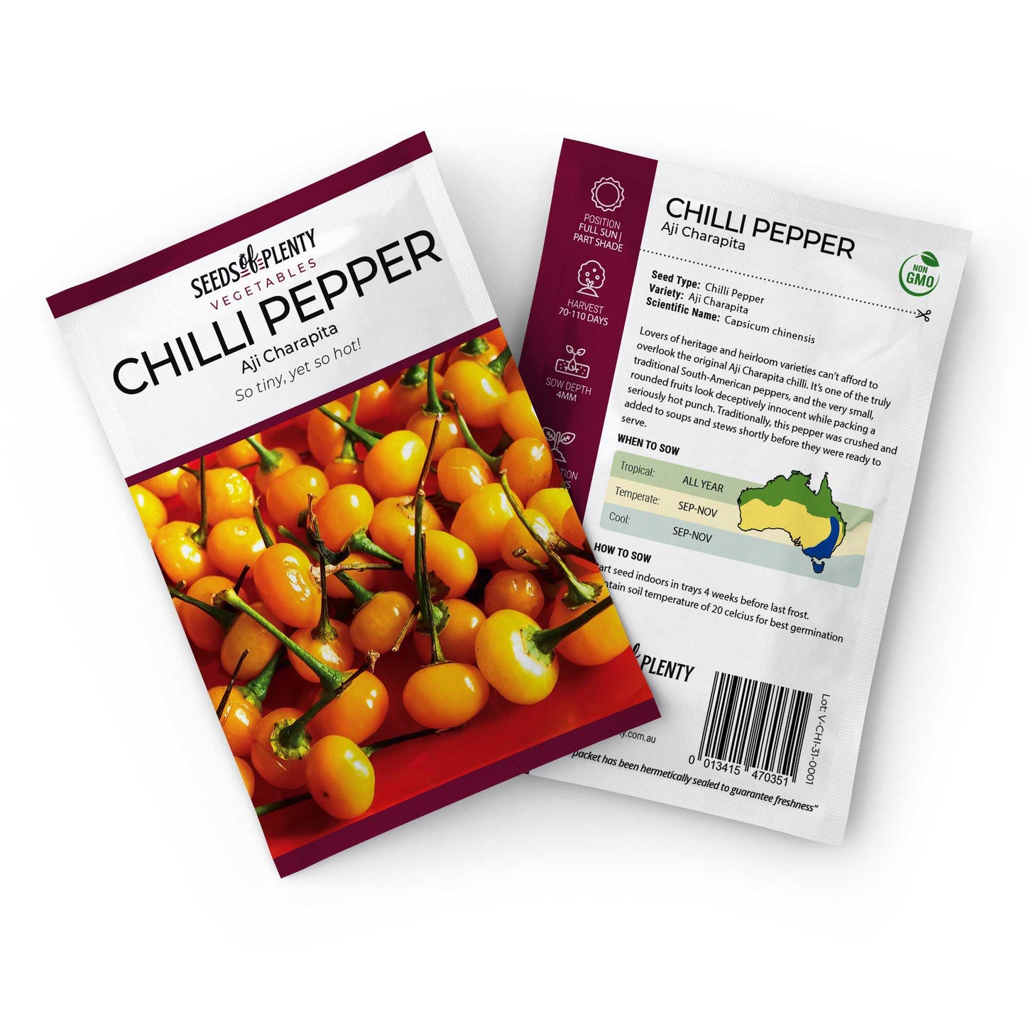 CHILLI PEPPER - Aji Charapita Seed Packet - Capsicum chinensis
