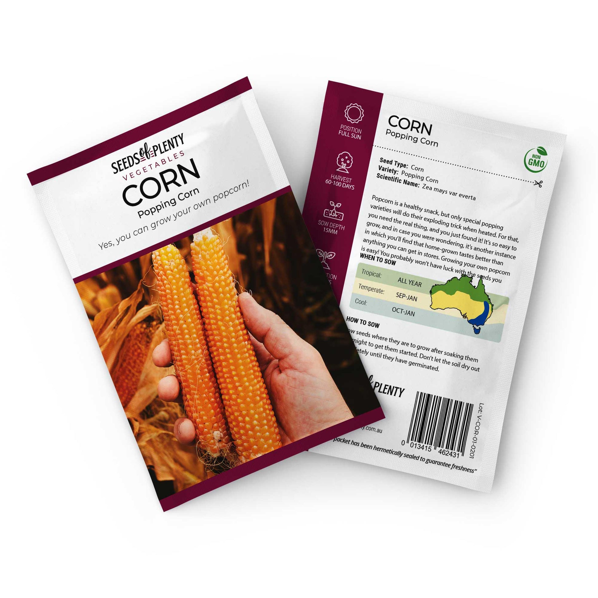CORN - Popping Corn Seed Packet - Zea mays