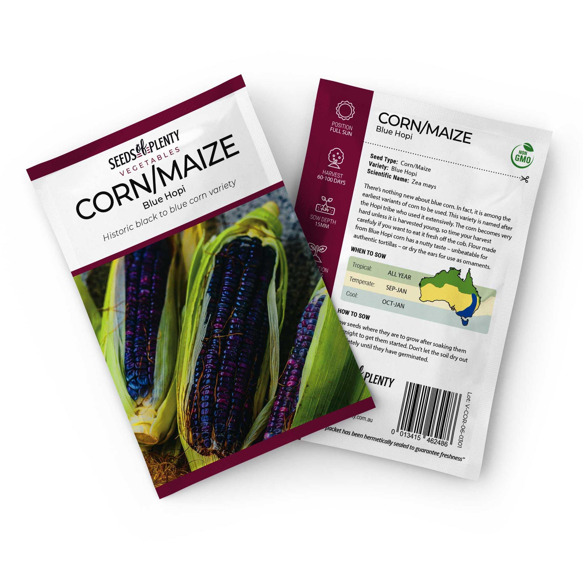 CORN/MAIZE - Blue Hopi Seed Packet - Zea mays