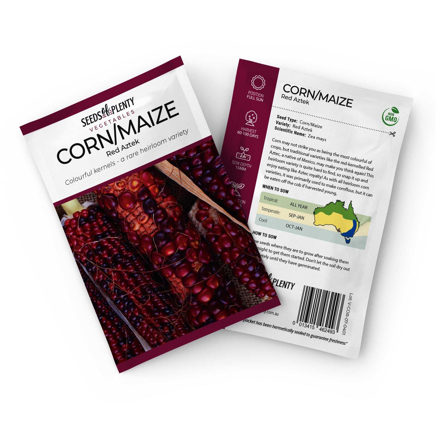 CORN/MAIZE - Red Aztek Seed Packet - Zea mays