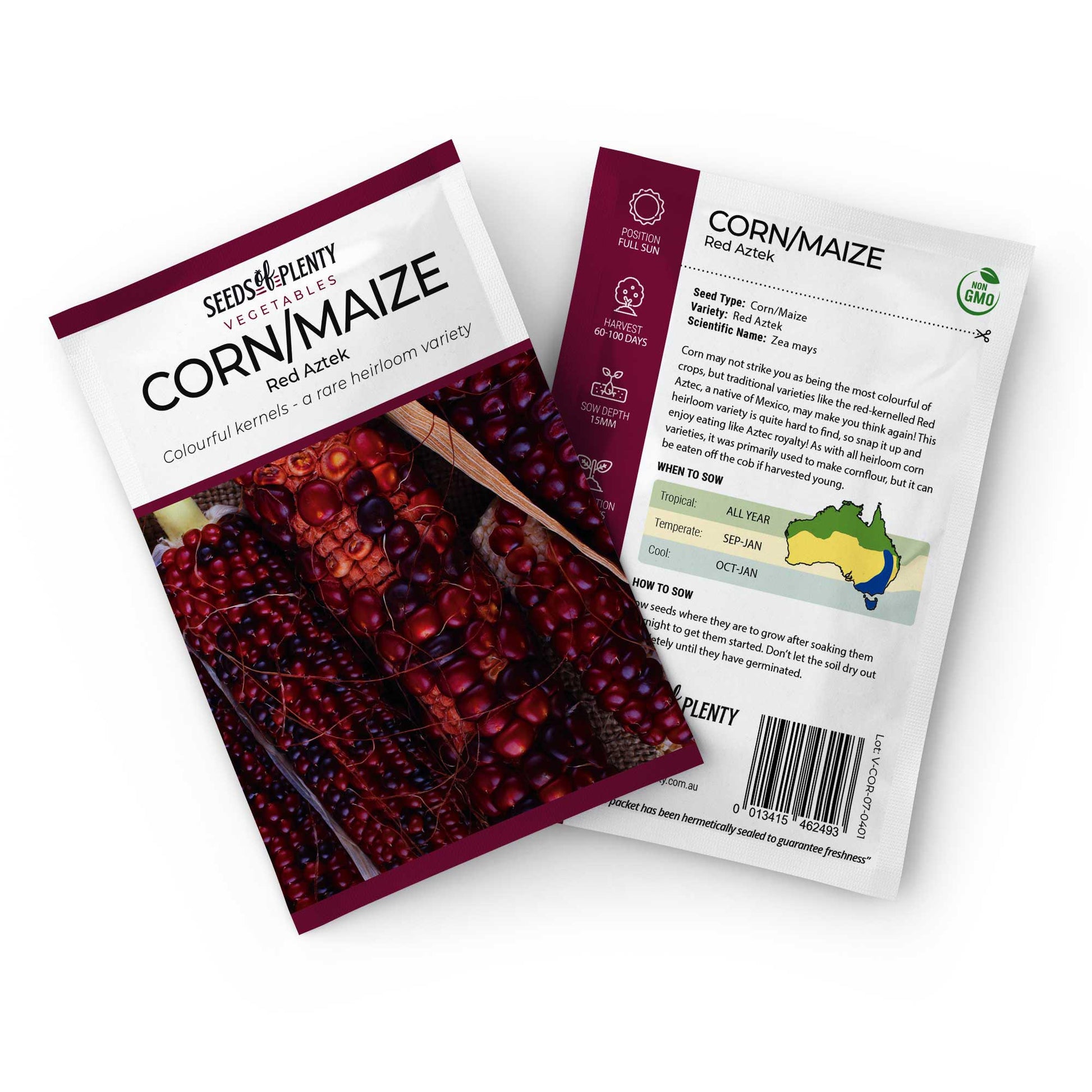 CORN/MAIZE - Red Aztek Seed Packet - Zea mays