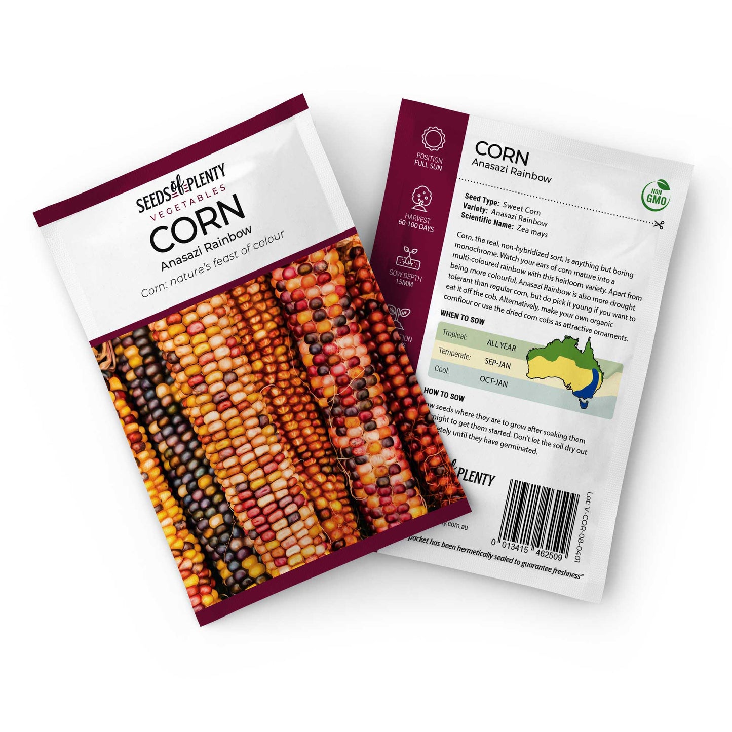 SWEET CORN - Anasazi Rainbow Seed Packet - Zea mays