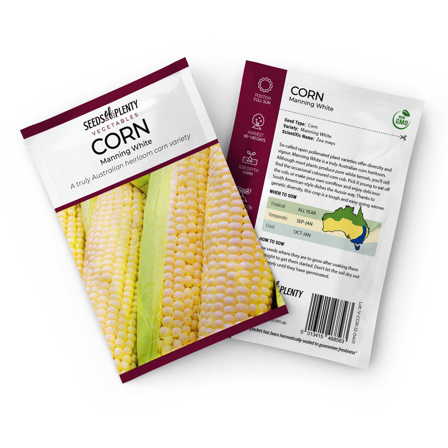 CORN - Manning White Seed Packet - Zea mays