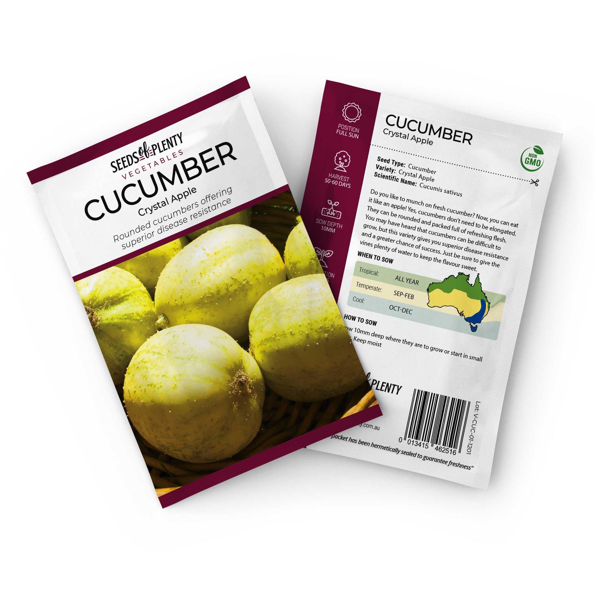 CUCUMBER - Crystal Apple Seed Packet - Cucumis sativus