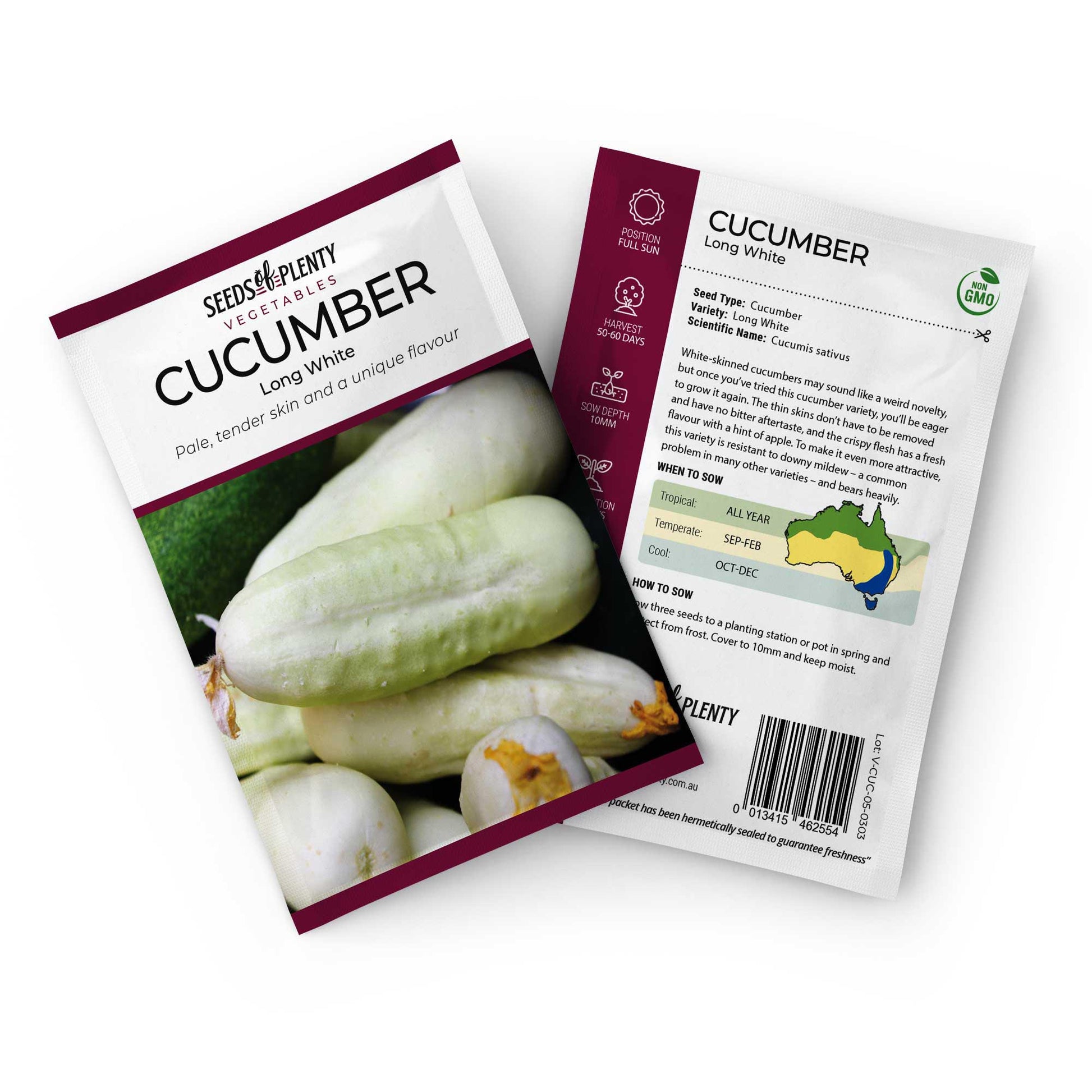 CUCUMBER - Long White Seed Packet - Cucumis sativus