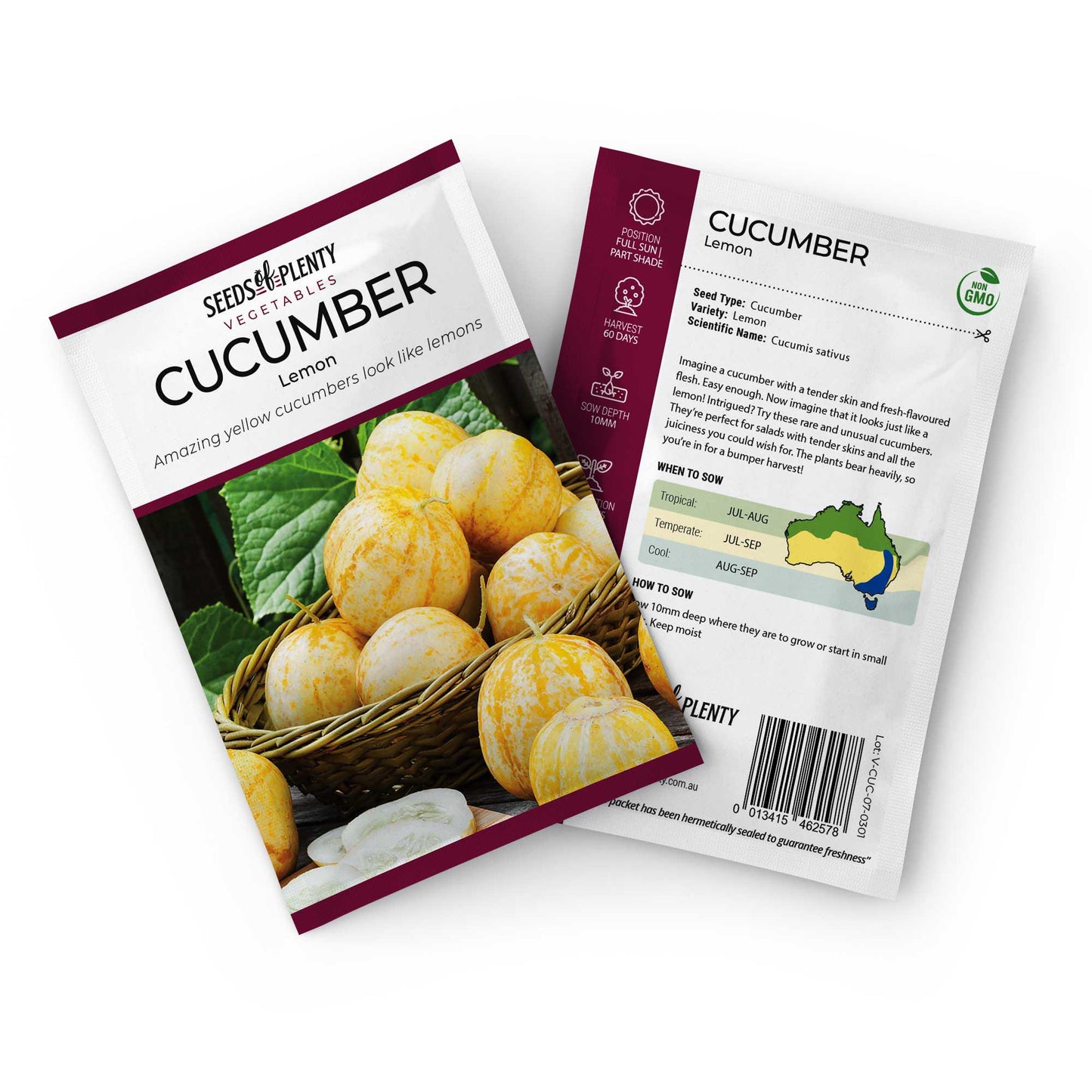 CUCUMBER - Lemon Seed Packet - Cucumis sativus