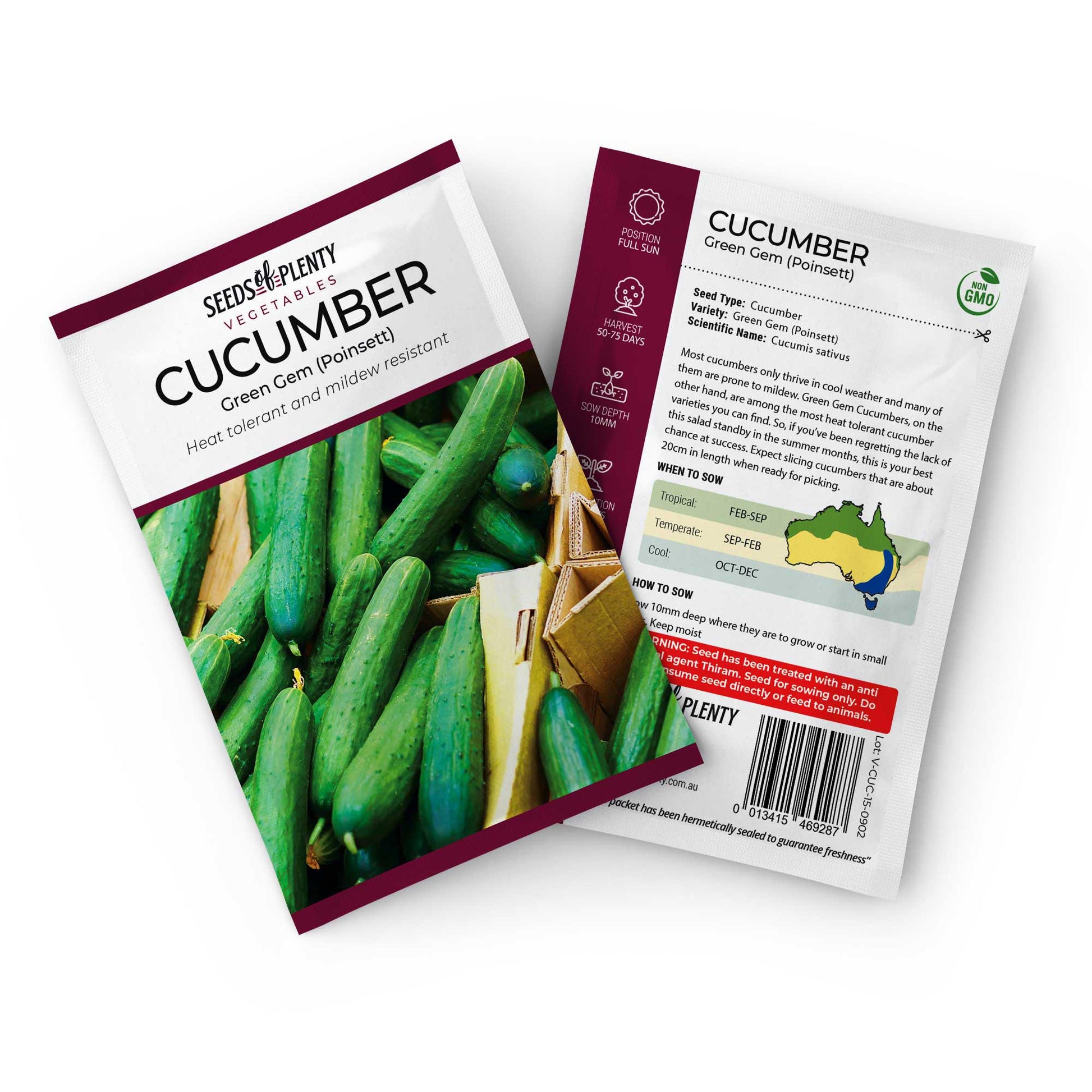CUCUMBER - Green Gem (Poinsett) Seed Packet - Cucumis sativus