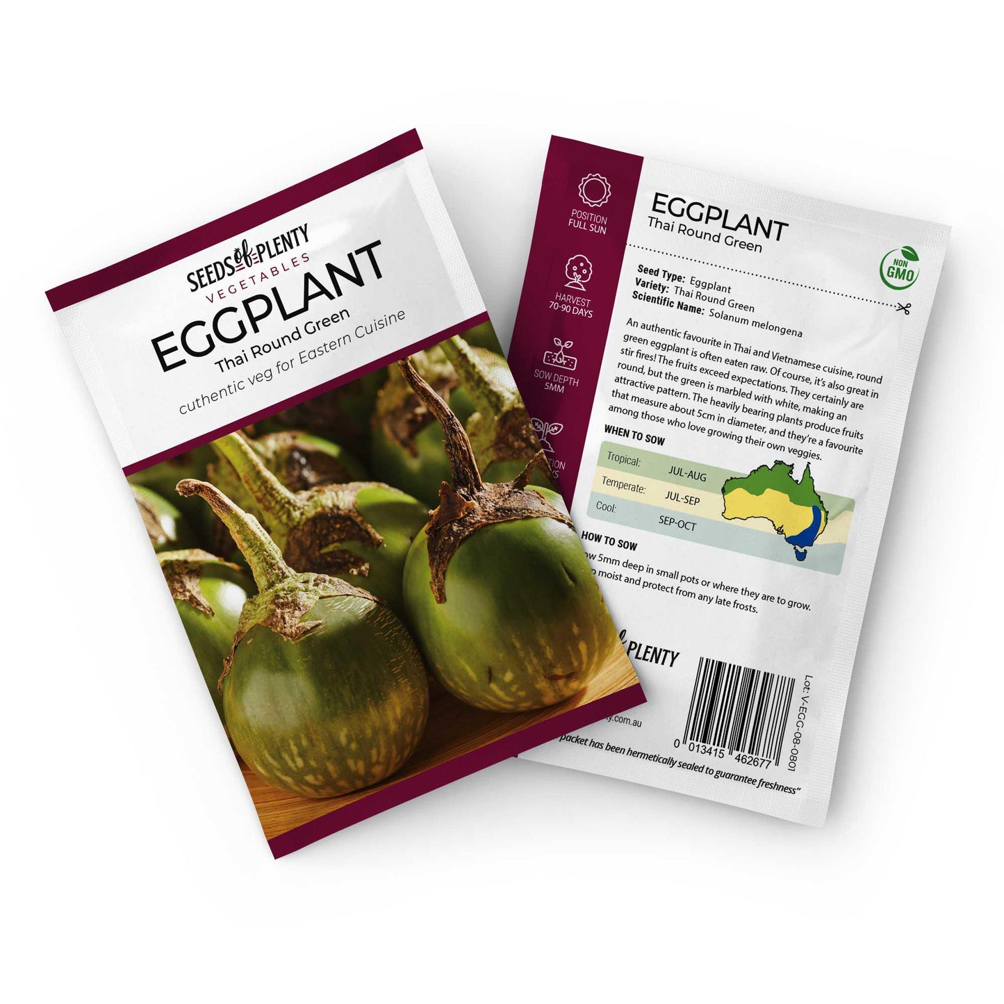 EGGPLANT - Thai Round Green Seed Packet - Solanum melongena
