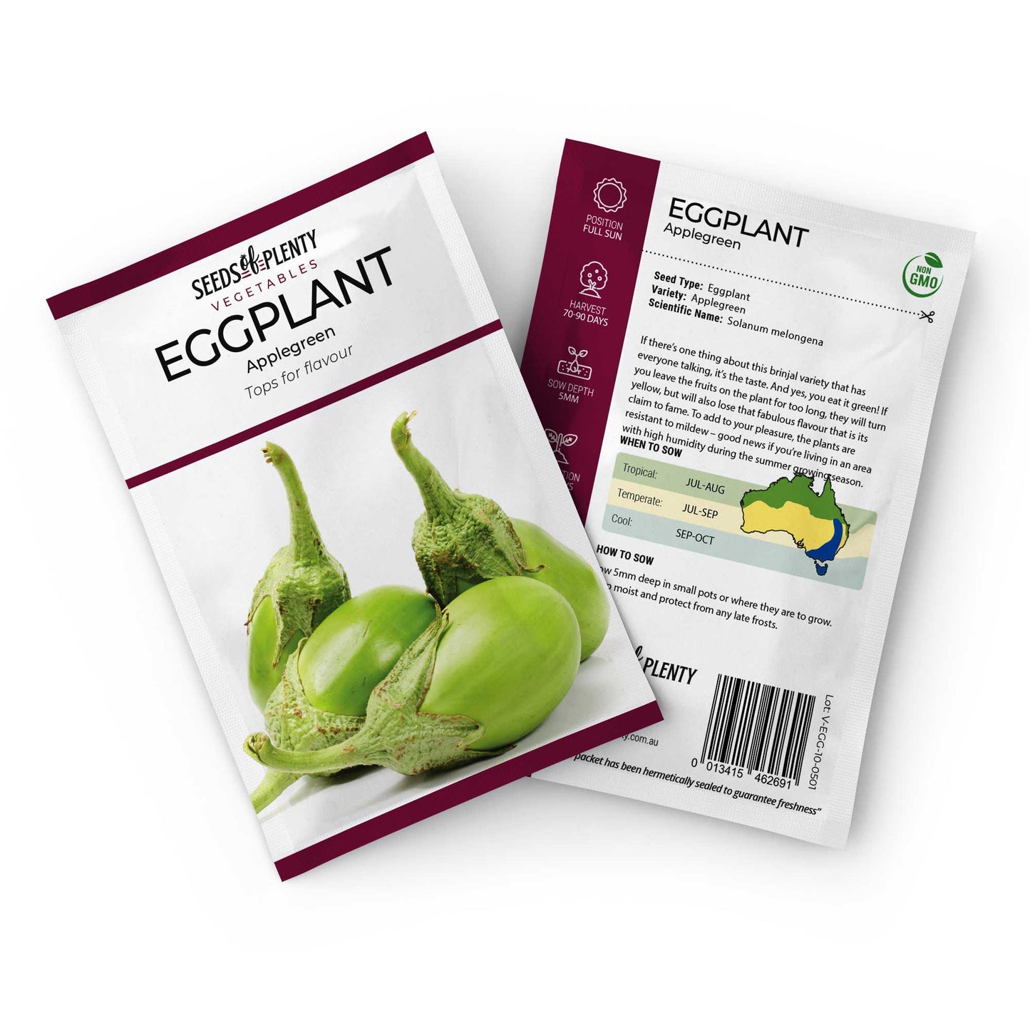 EGGPLANT - Applegreen Seed Packet - Solanum melongena