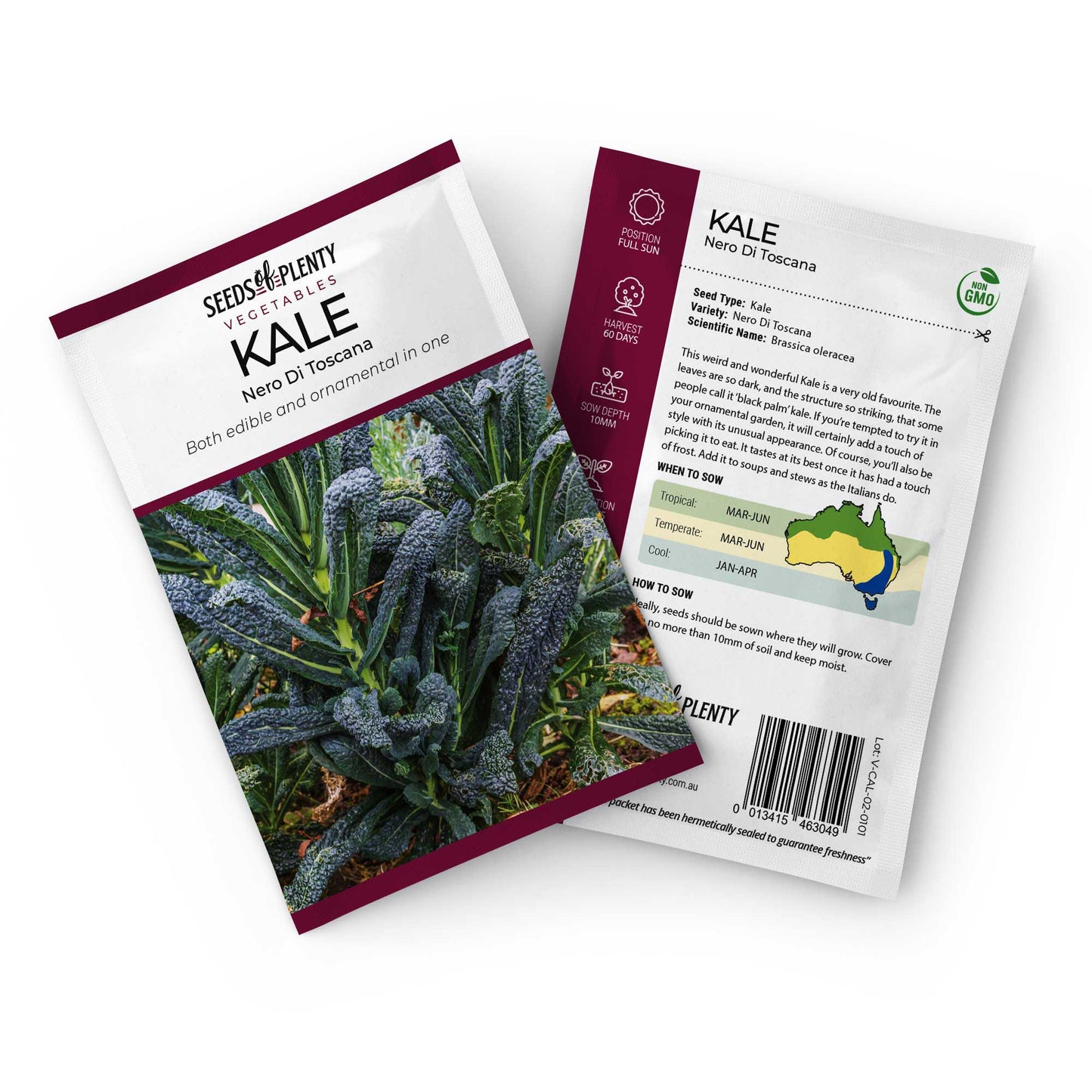 KALE - Nero Di Toscana Seed Packet - Brassica oleracea