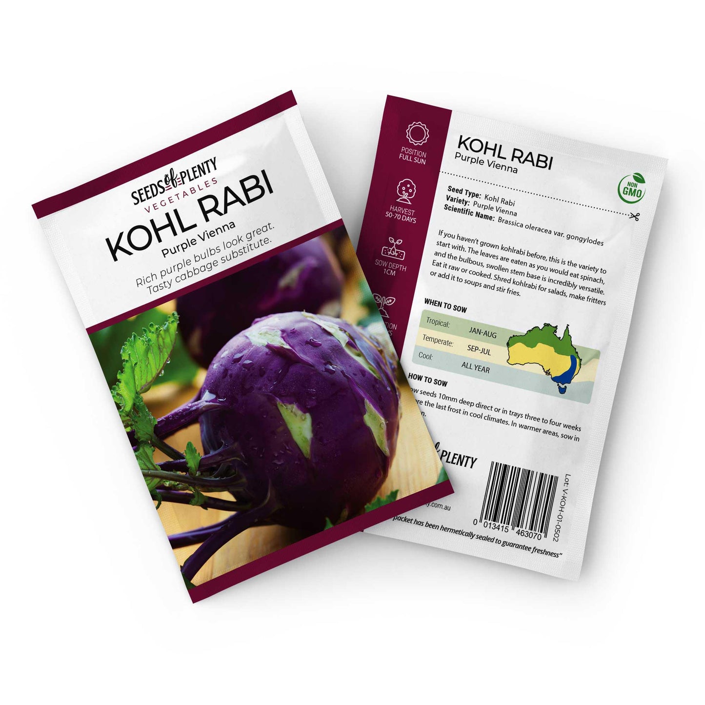 KOHL RABI - Purple Vienna Seed Packet - Brassica oleracea var. gongylodes