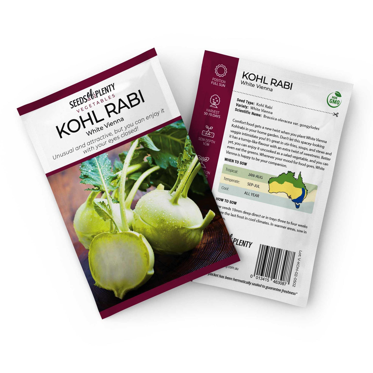 KOHL RABI - White Vienna Seed Packet - Brassica oleracea var. gongylodes