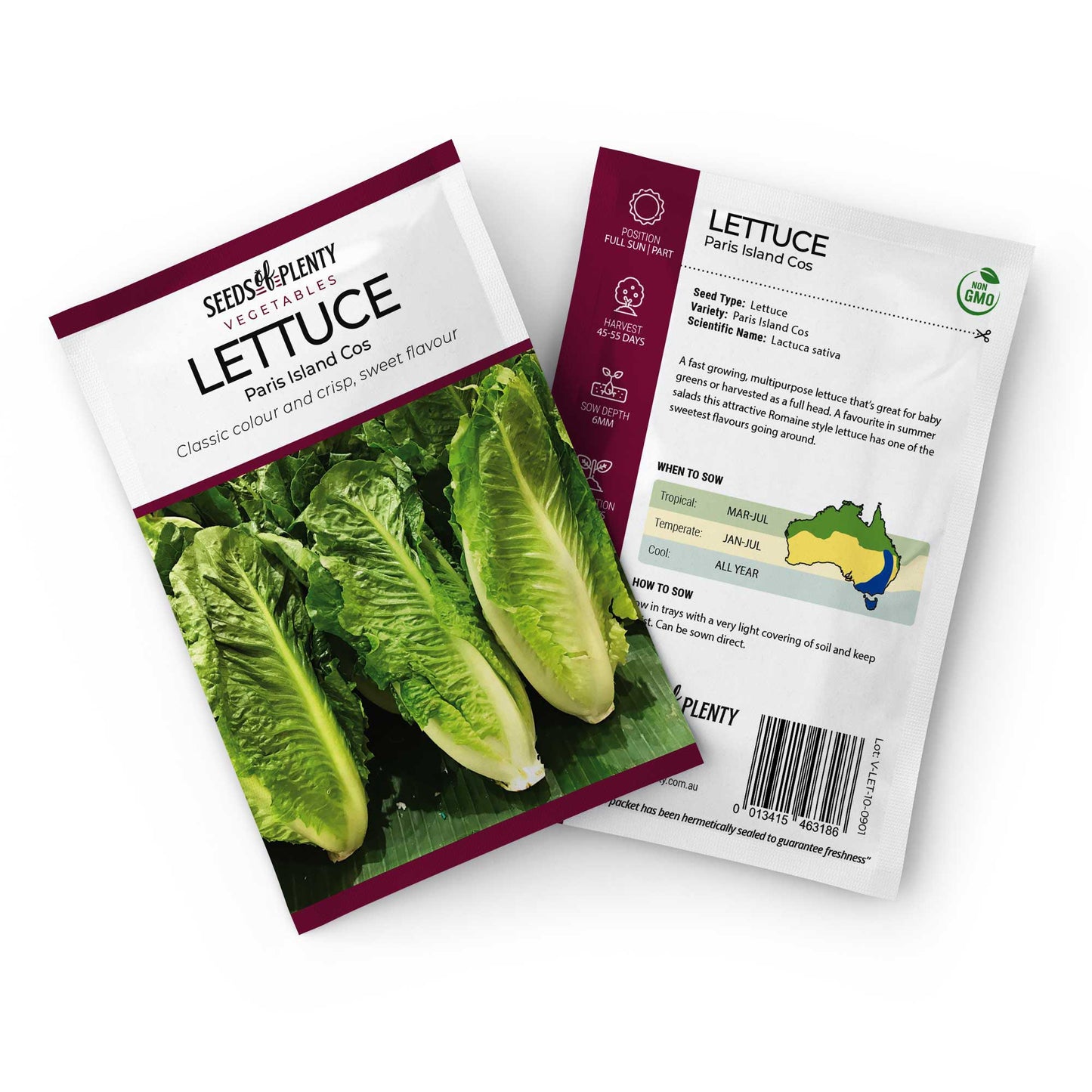 LETTUCE - Parris Island Cos Seed Packet - Lactuca sativa