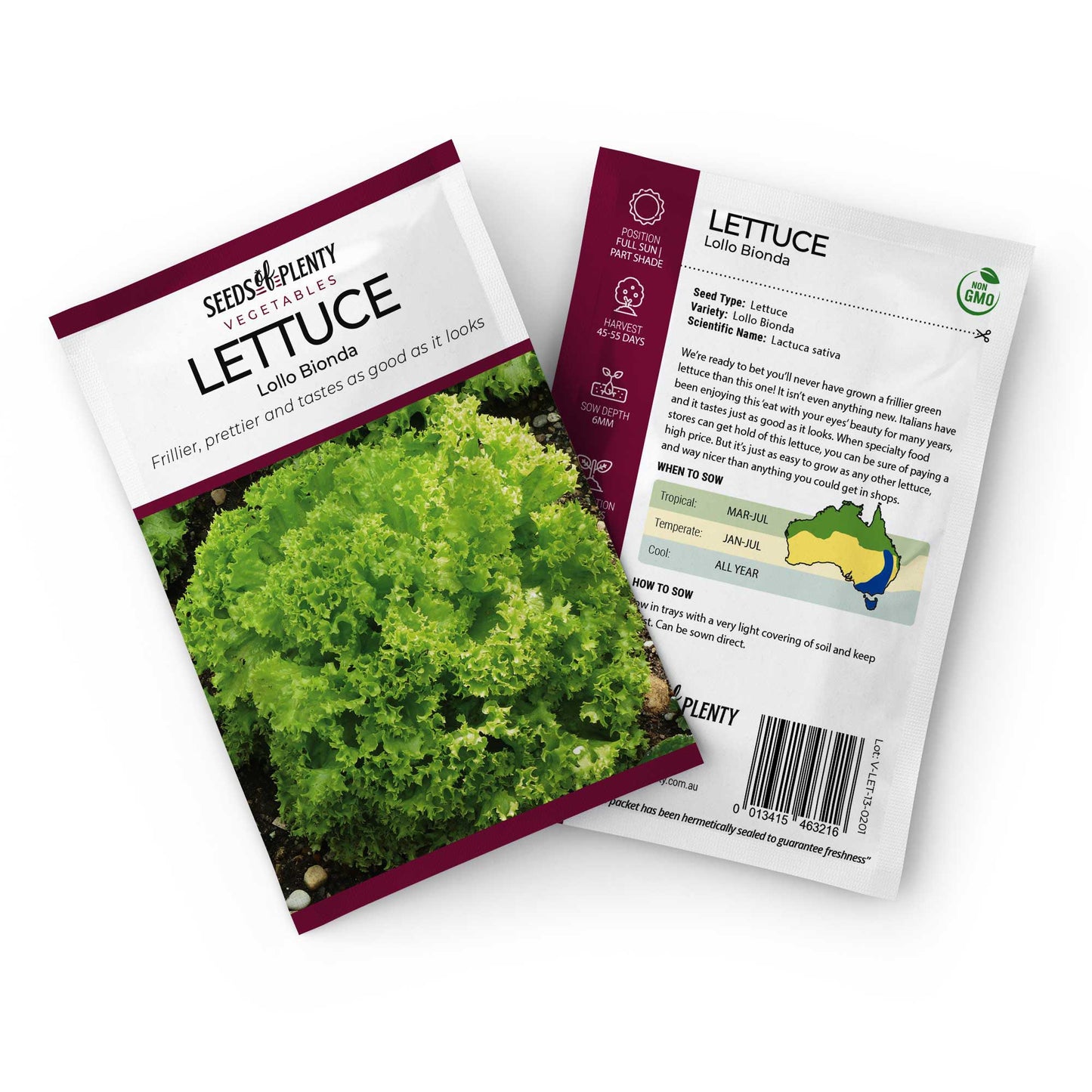 LETTUCE - Lollo Bionda Seed Packet - Lactuca sativa