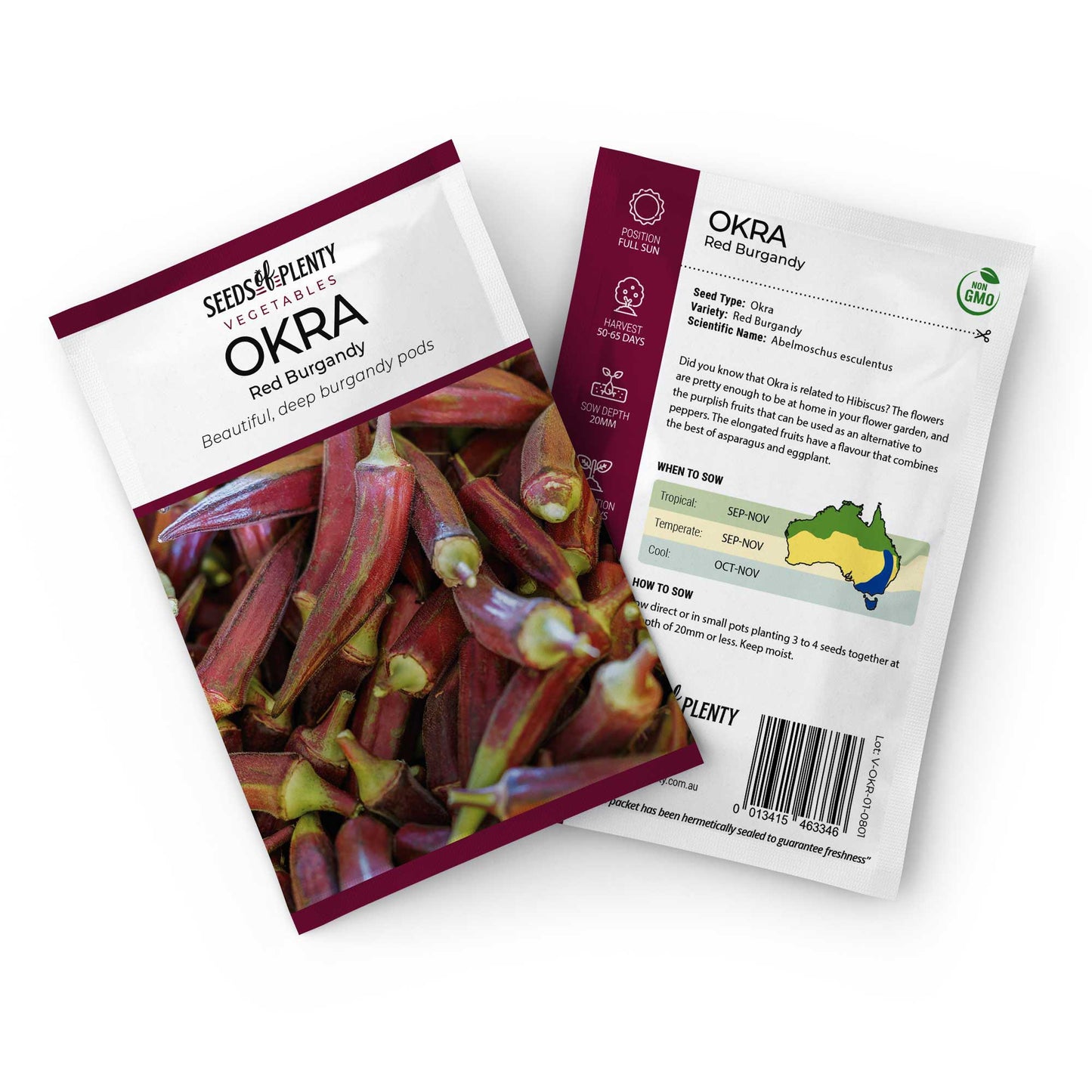 OKRA - Red Burgandy Seed Packet - Abelmoschus esculentus