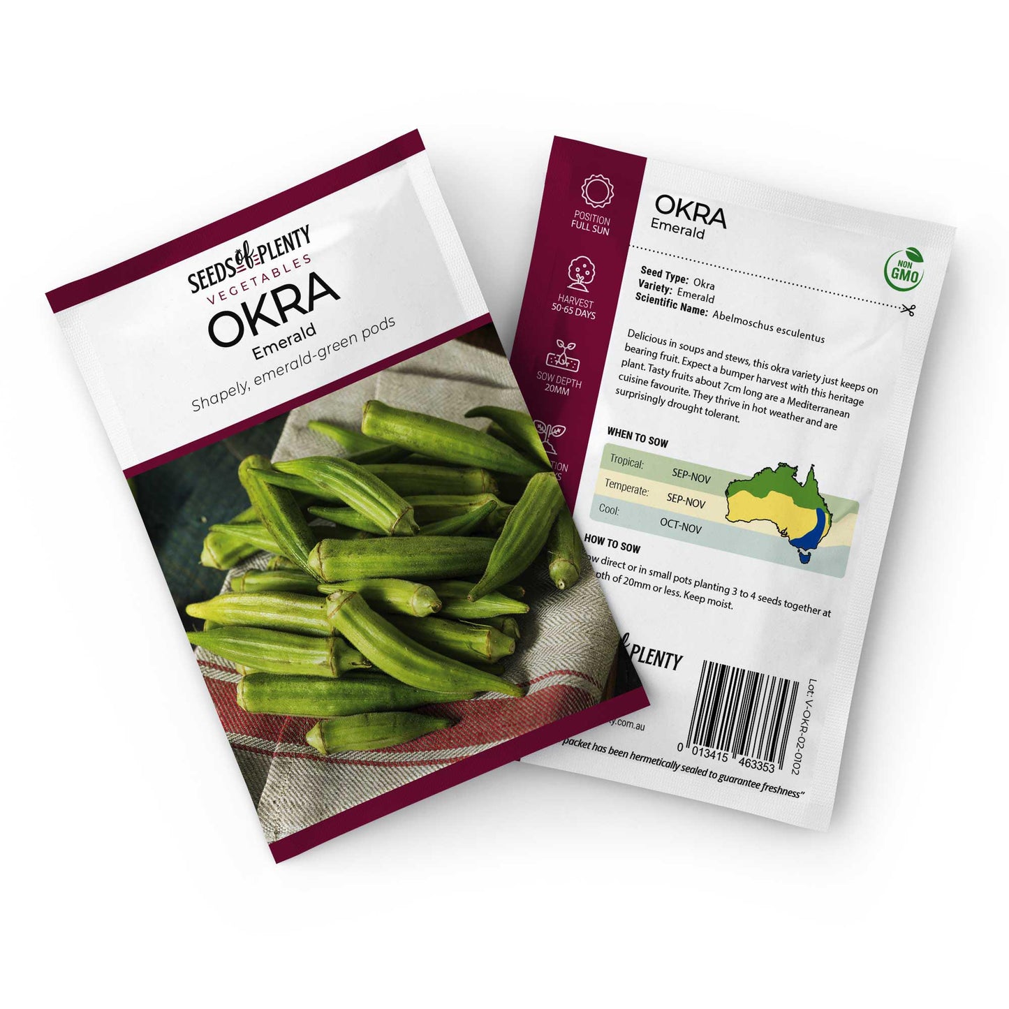 OKRA - Emerald Seed Packet - Abelmoschus esculentus
