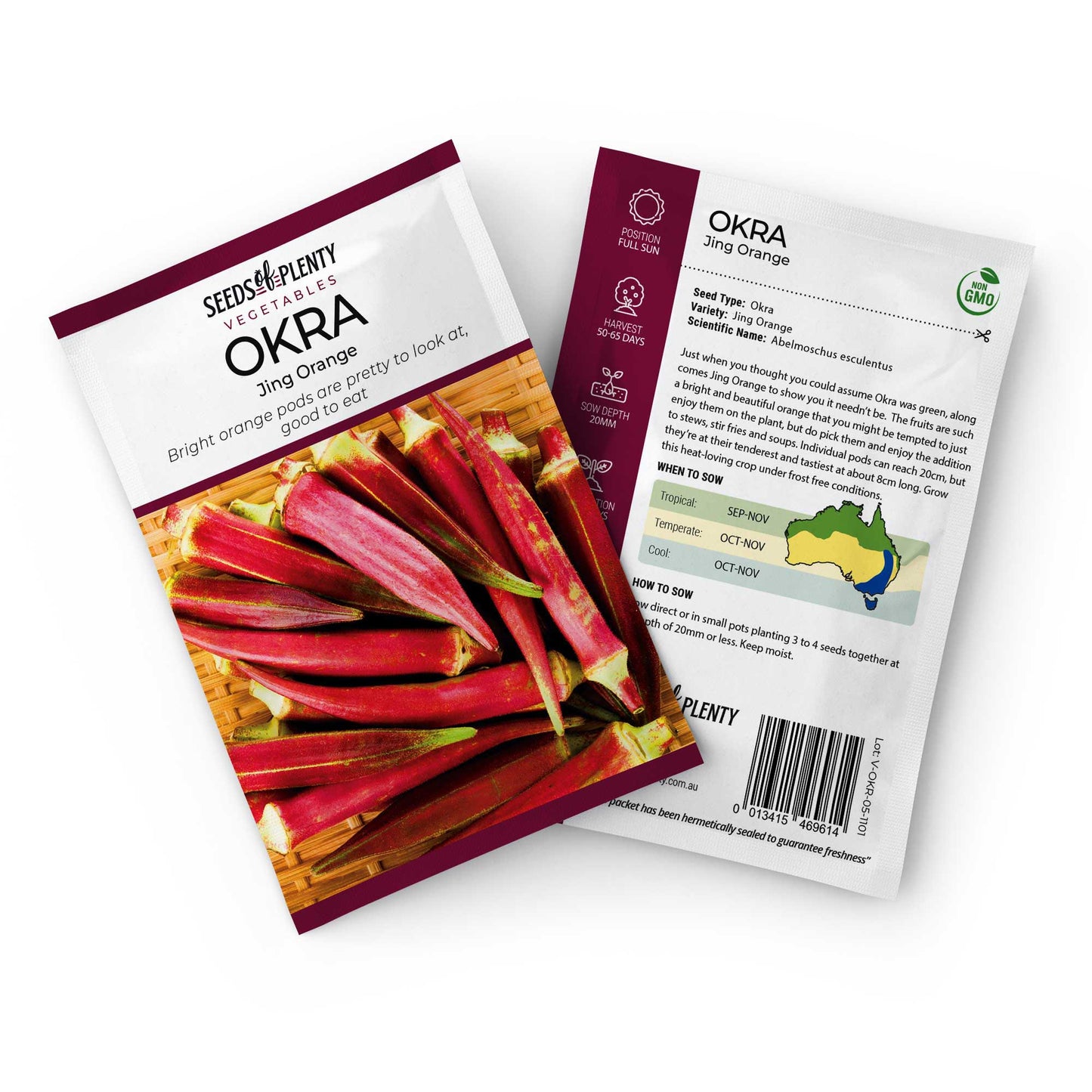 OKRA - Jing Orange Seed Packet - Abelmoschus esculentus