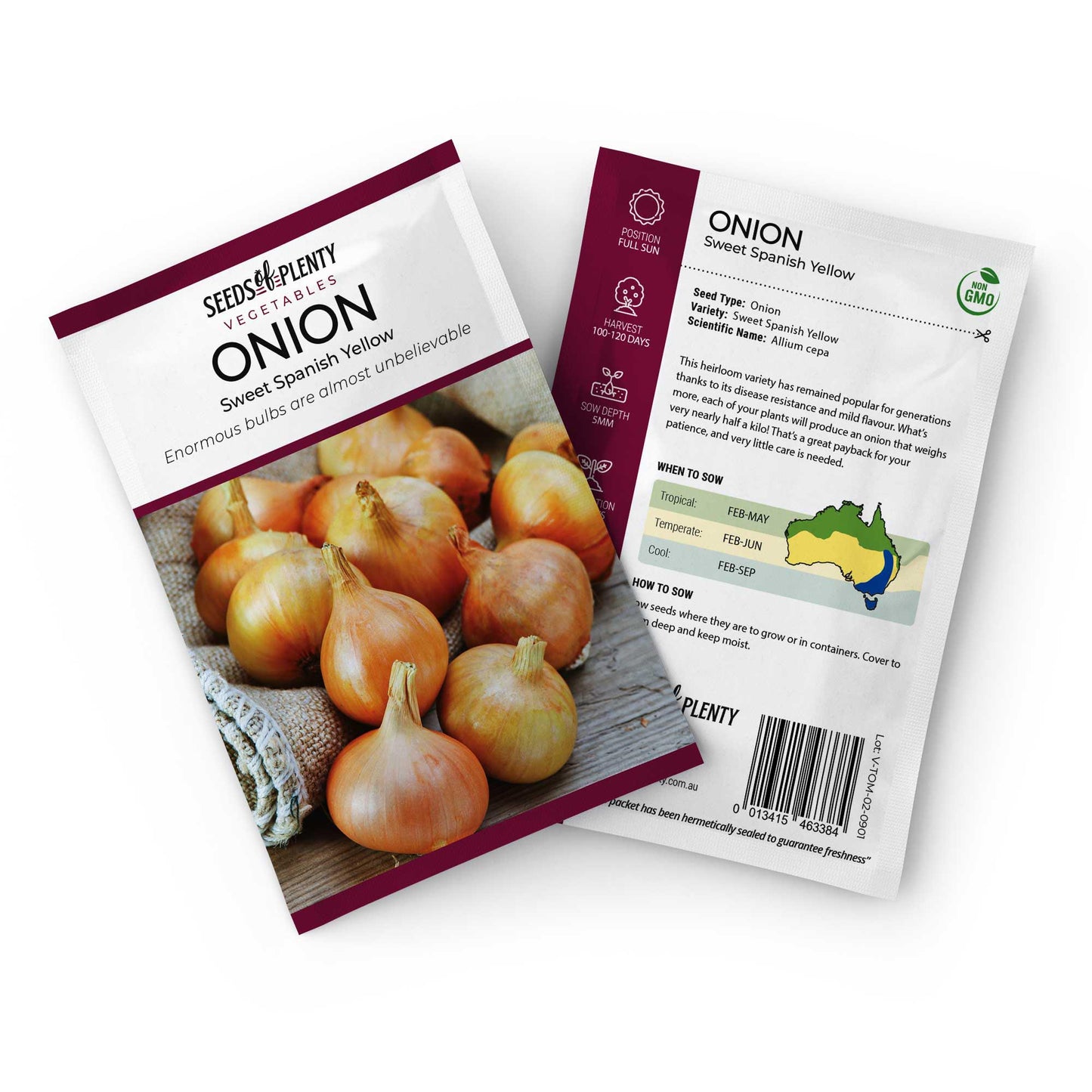 ONION - Sweet Spanish Yellow Seed Packet - Allium cepa